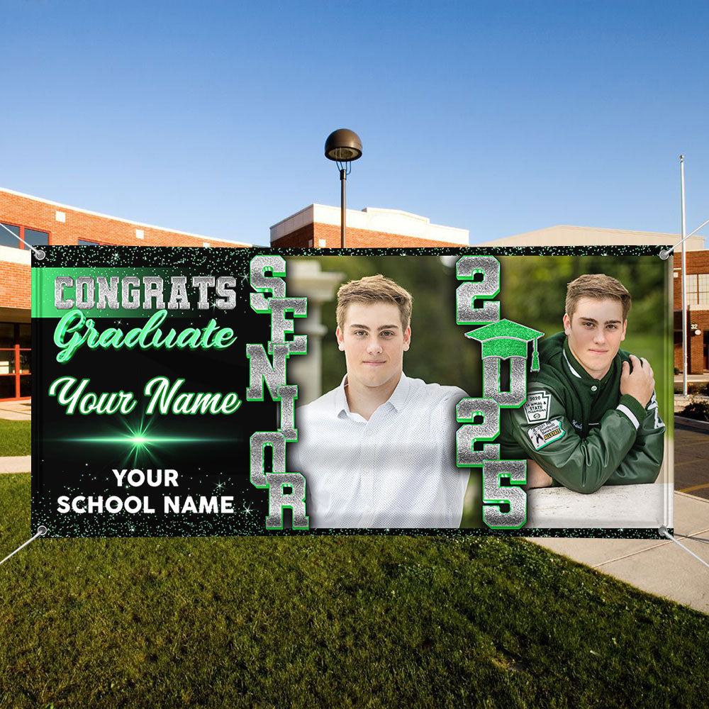 Personalized Graduation Banner, Graduation Party Decorations, Senior 2025 Banner, Congratulations Photo Banner,  Class of 2025 Banner