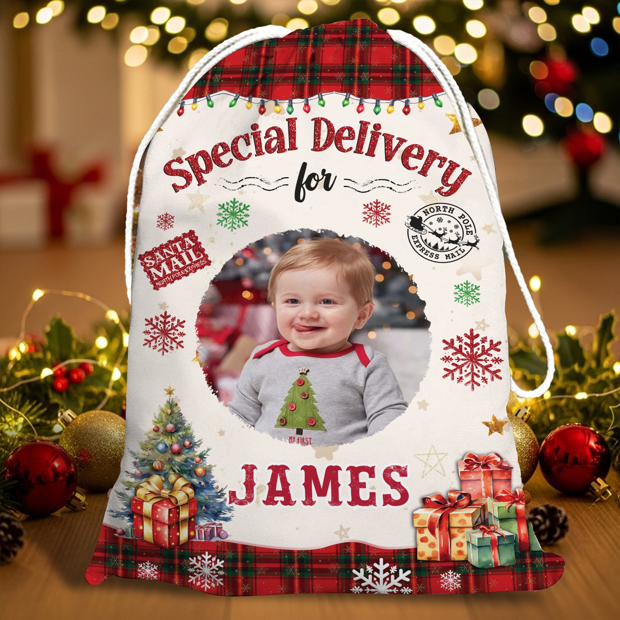 Christmas Bag Custom Photo - Special Delivery - Christmas Sack