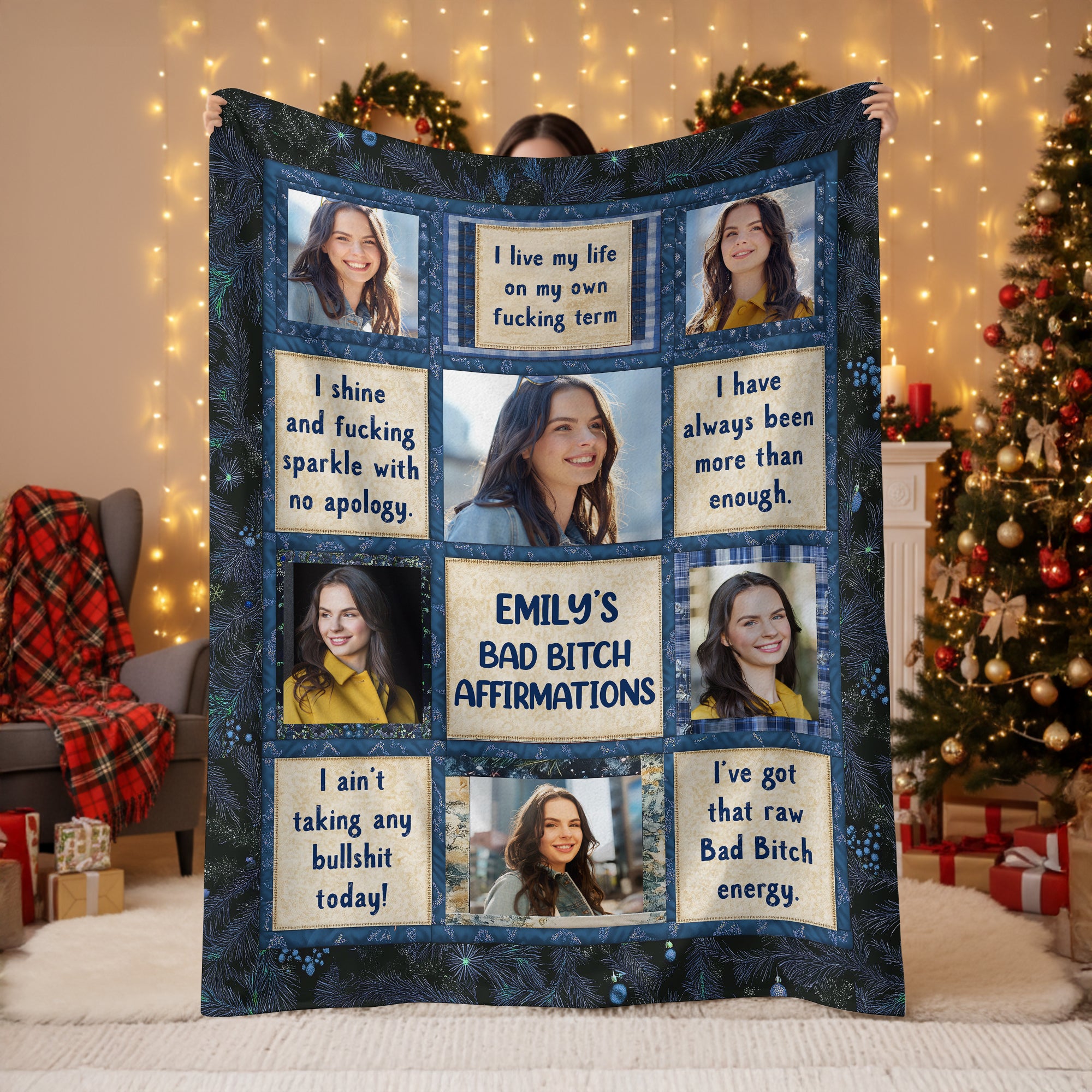 Affirmation Personalized Funny Blanket - Custom Name and Photo Memorial Blanket