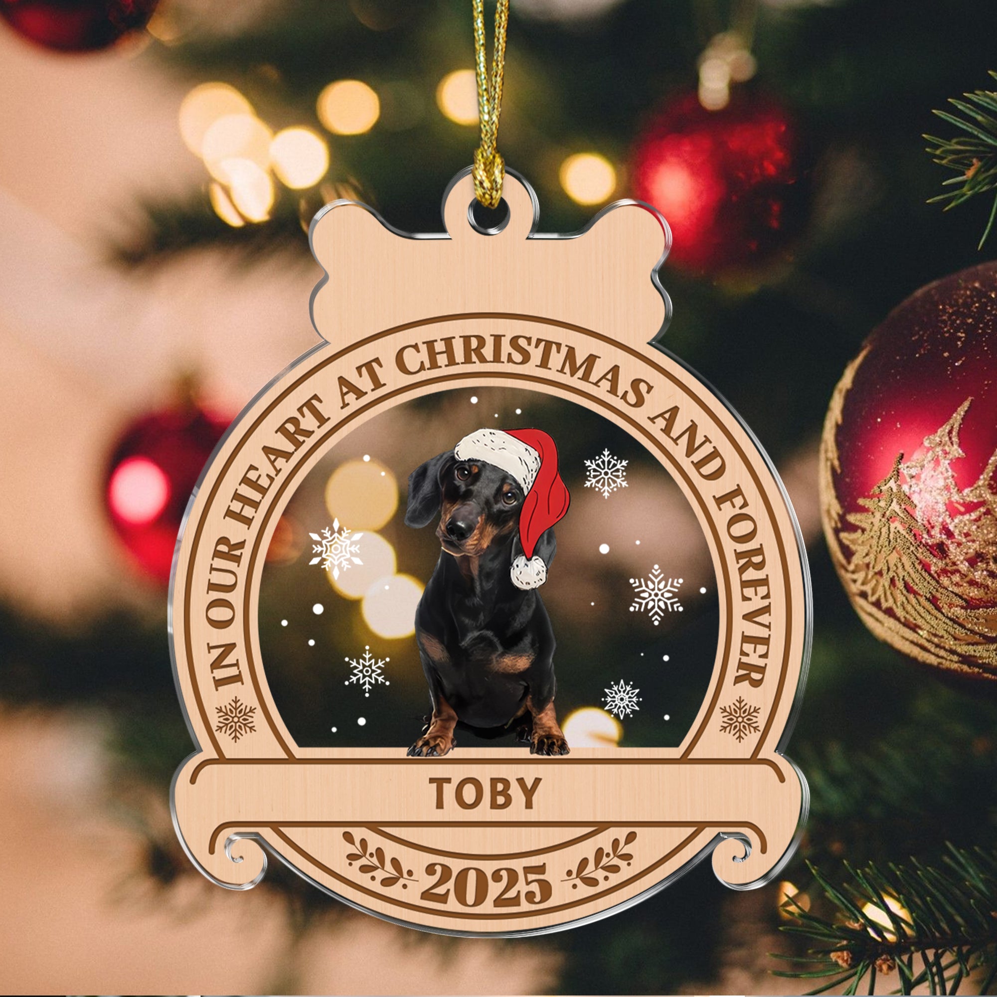 Custom Pet Name and Photo - Custom Shape Hologram Ornament - Pet Memorial