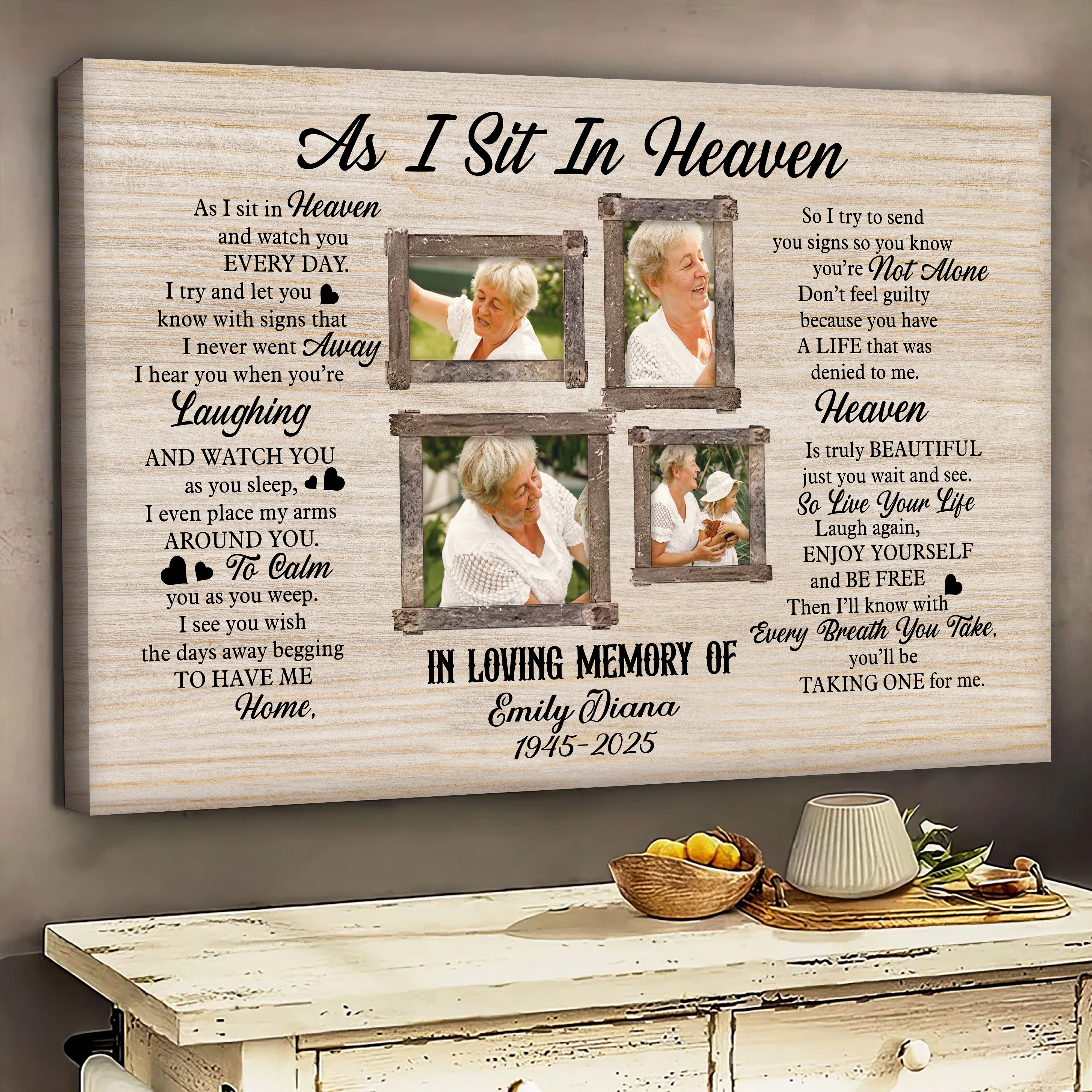 As I Sit In Heaven - Custom Name and Photo - Personalized Canvas Print - Family Decor