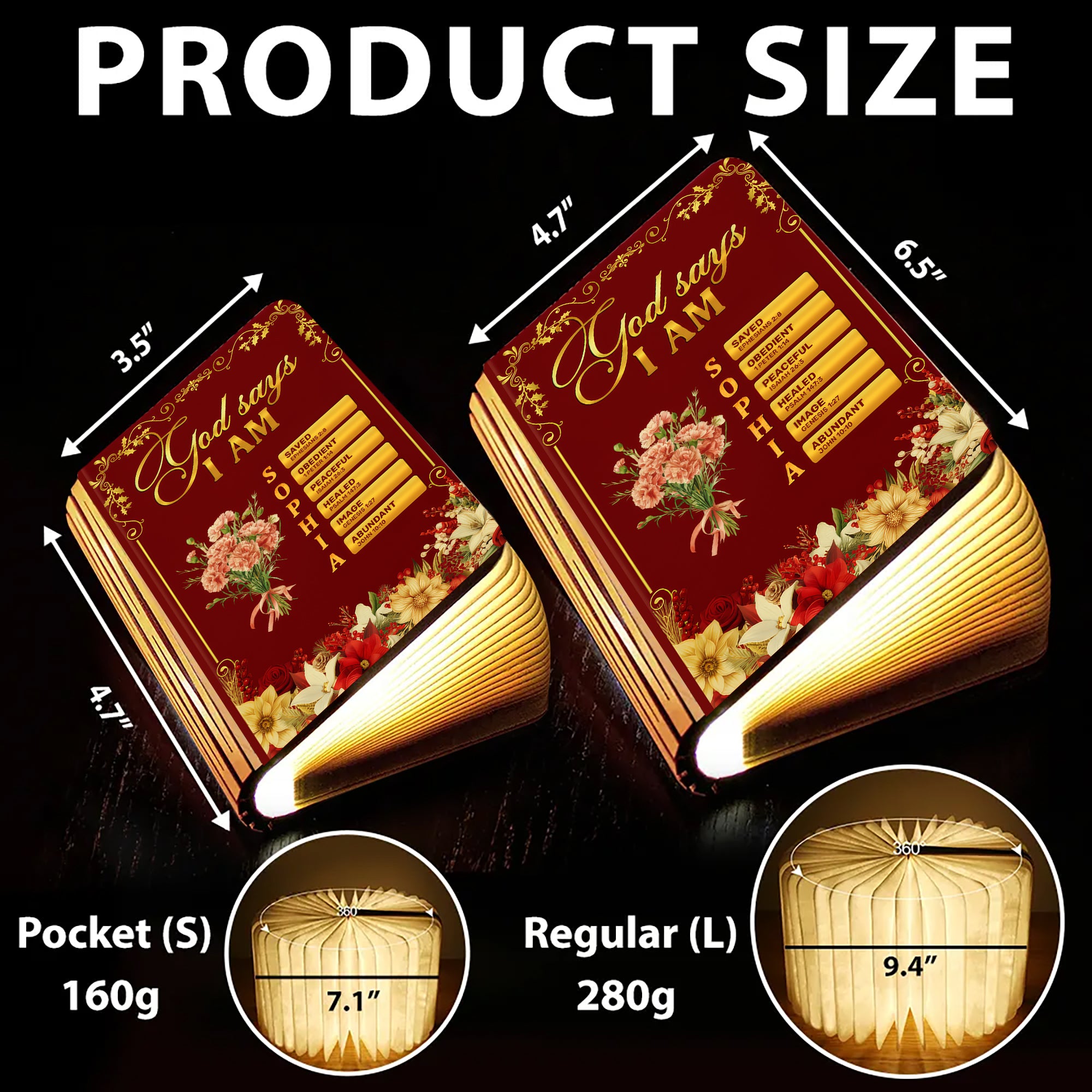 God Says I Am Light Up The World - Personalized Book Lamp