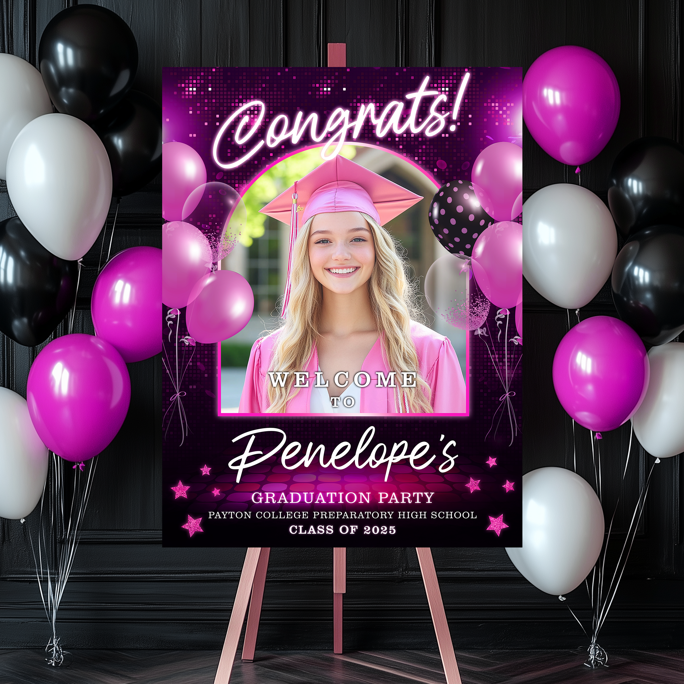 Welcome To The Graduation Party – Cheers To The Class Of 2025 Personalized Congrats Graduate Welcome Sign