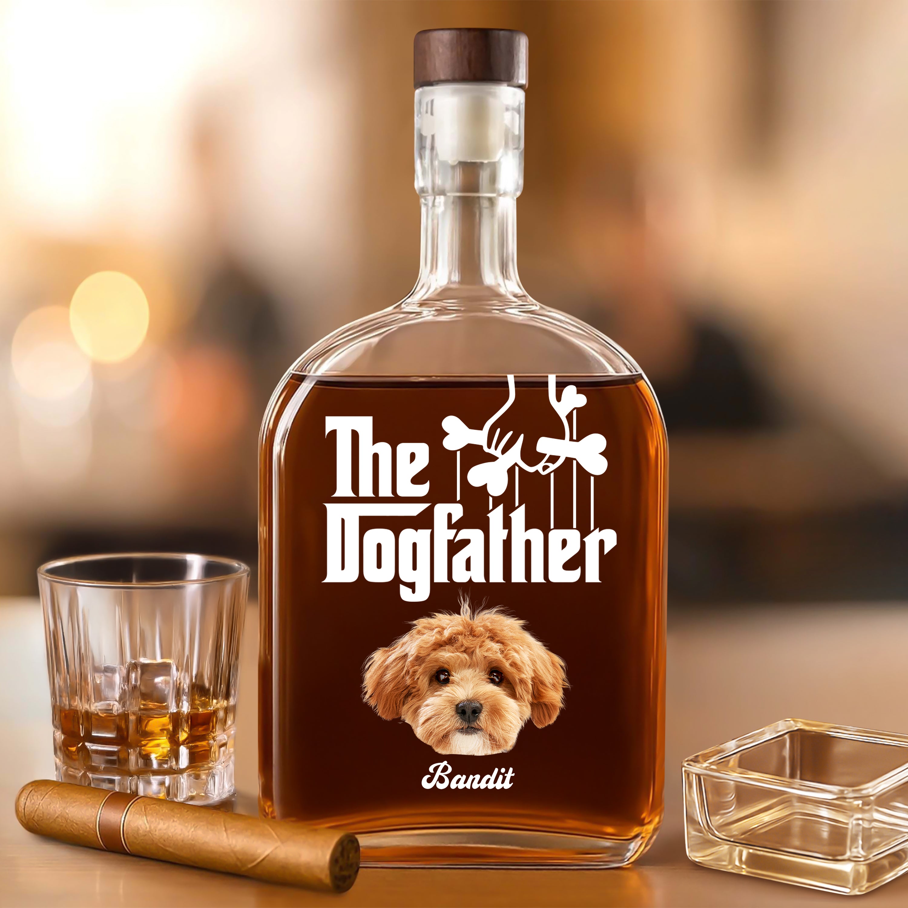 Pet Lover Gift - Custom Pet Photo and Name - Personalized Custom Whiskey Bottle