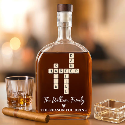 The Reason You Drink - Custom Family Name - Personalized Custom Whiskey Bottle