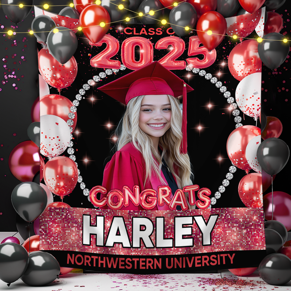 Personalized Congrats Class Of 2025 Graduation Backdrop, Custom Photo Graduation Party Decorations