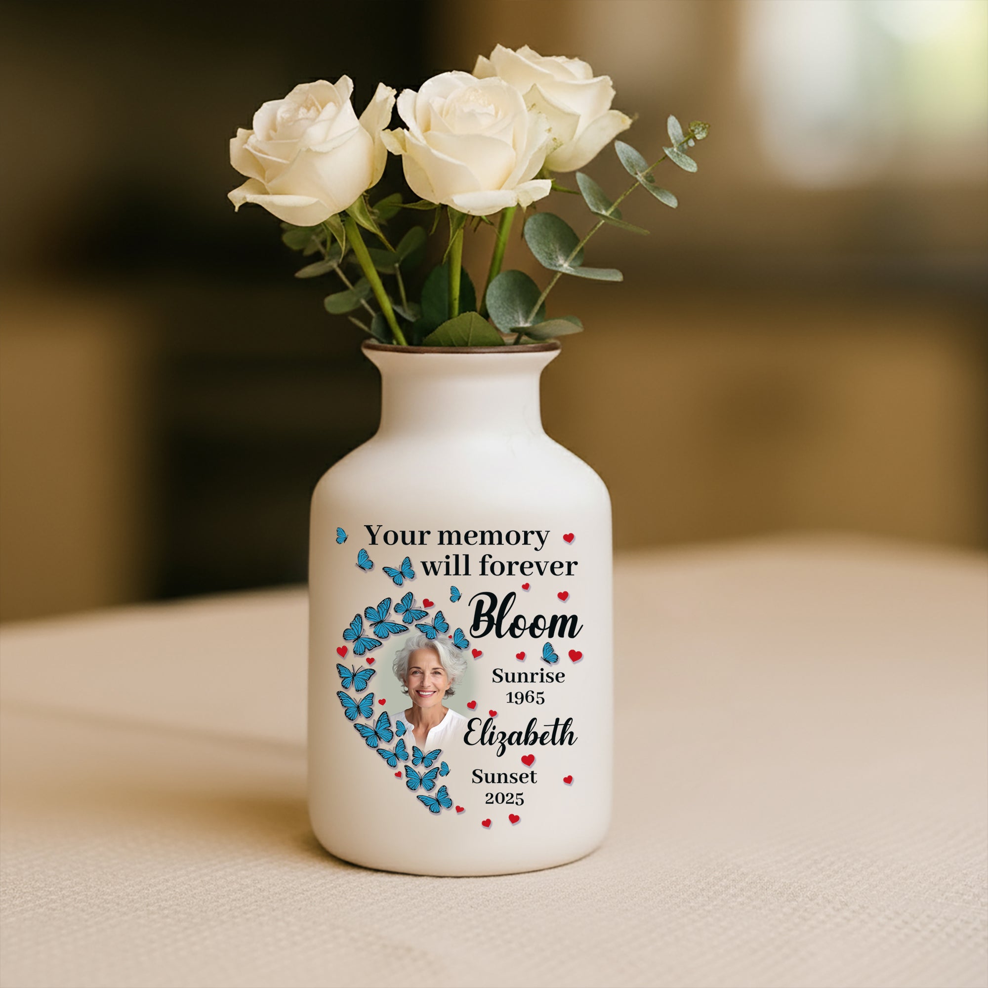 Your Memory Will Forever Bloom - Personalized Elegant Ceramic Flower Pot Minimalist - Memorial Gift