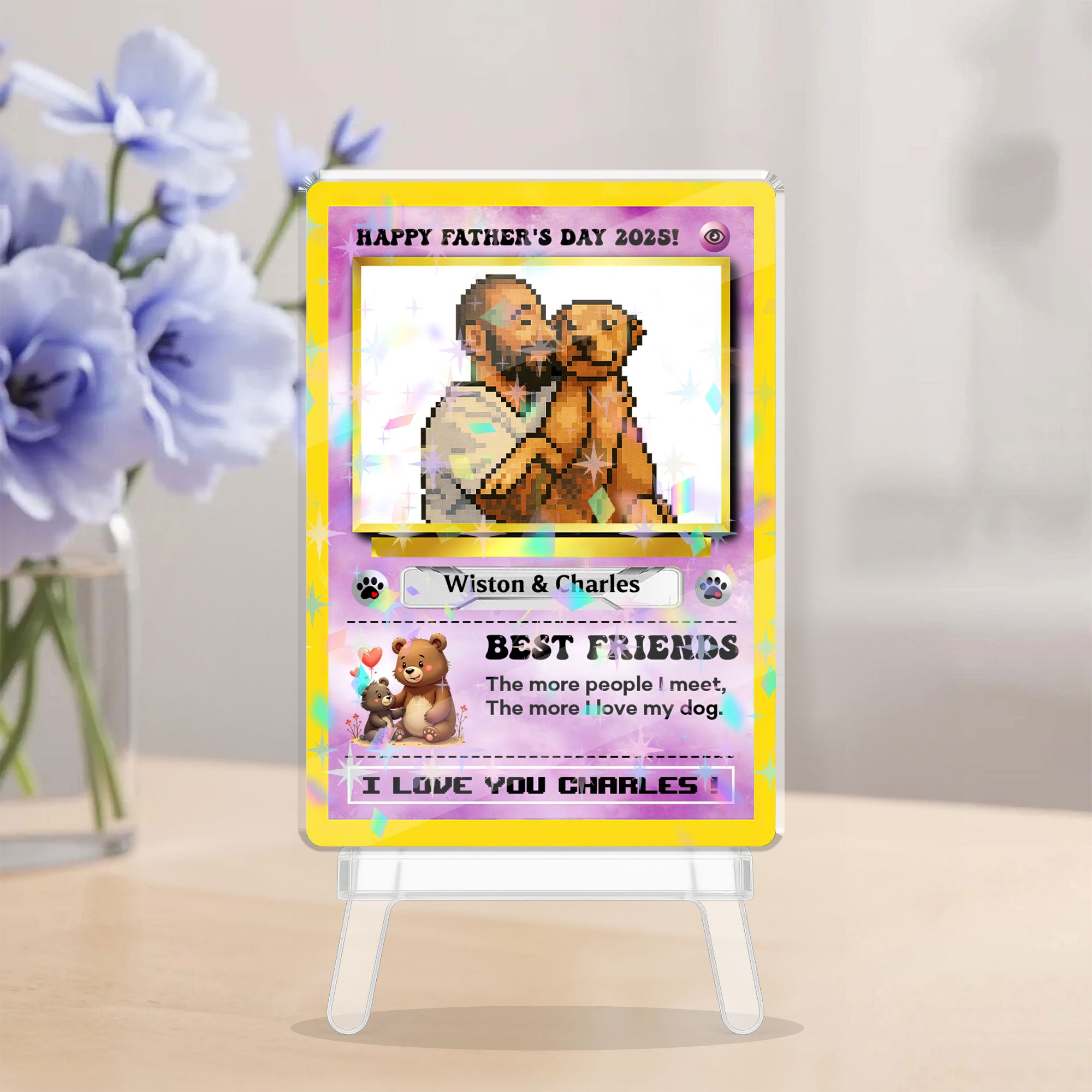 Personalized Pet Lover Gift - Custom Name and Photo - Custom Shape Hologram Ornament