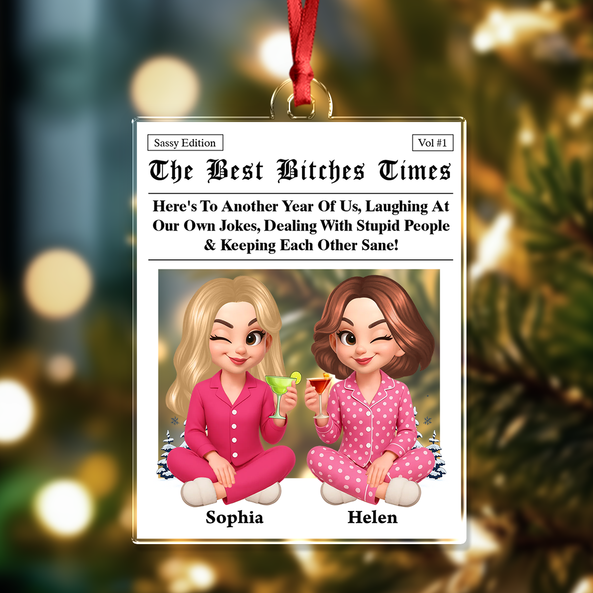 Custom Bestie Gift - Personalized Hologram Ornament - Home Decoration