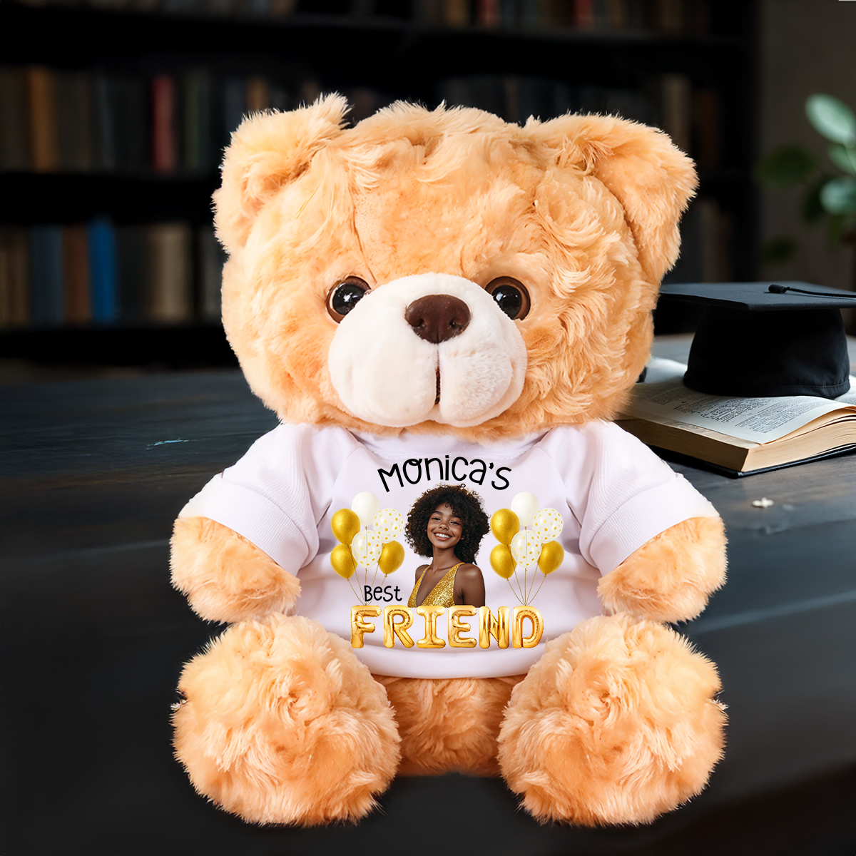 Personalized Teddy Bear Plush for Bestie - Custom Photo and Name Bear - Personalized Plush Bear