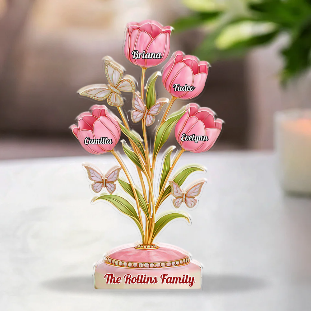 Family Flower - Personalized Custom Shaped Acrylic Plaque - Tulip