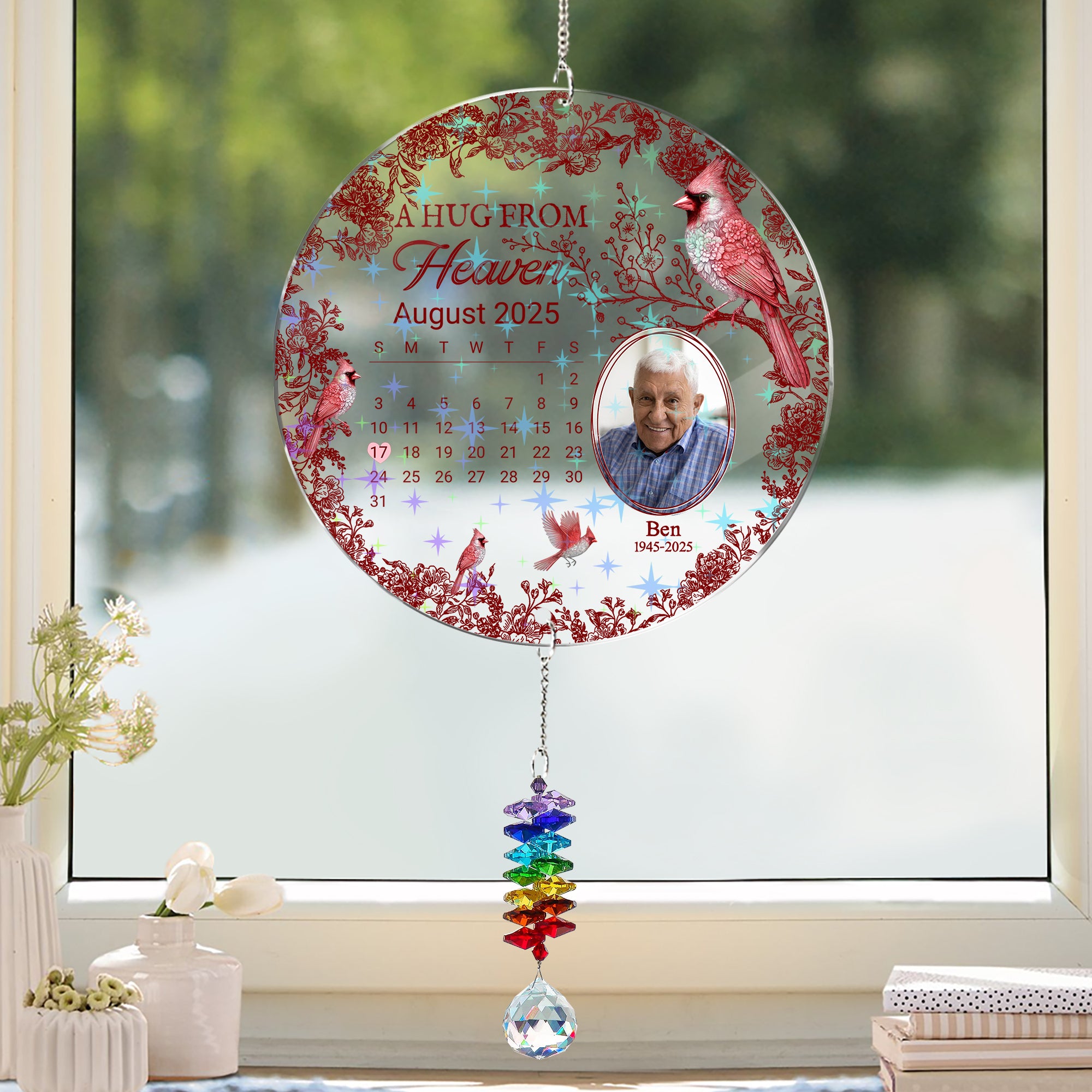 A Hug From Heaven - Ornament Hanging Piece With Crystal Charm - Memorial Gift