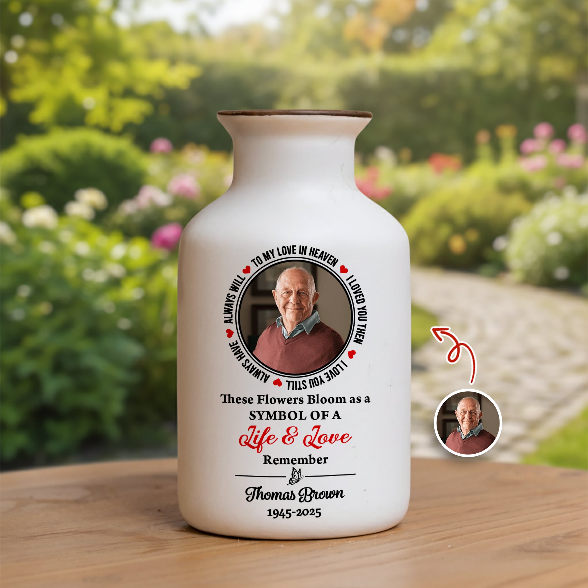 Life and Love - Personalized Elegant Ceramic Flower Pot Minimalist - Memorial Gift