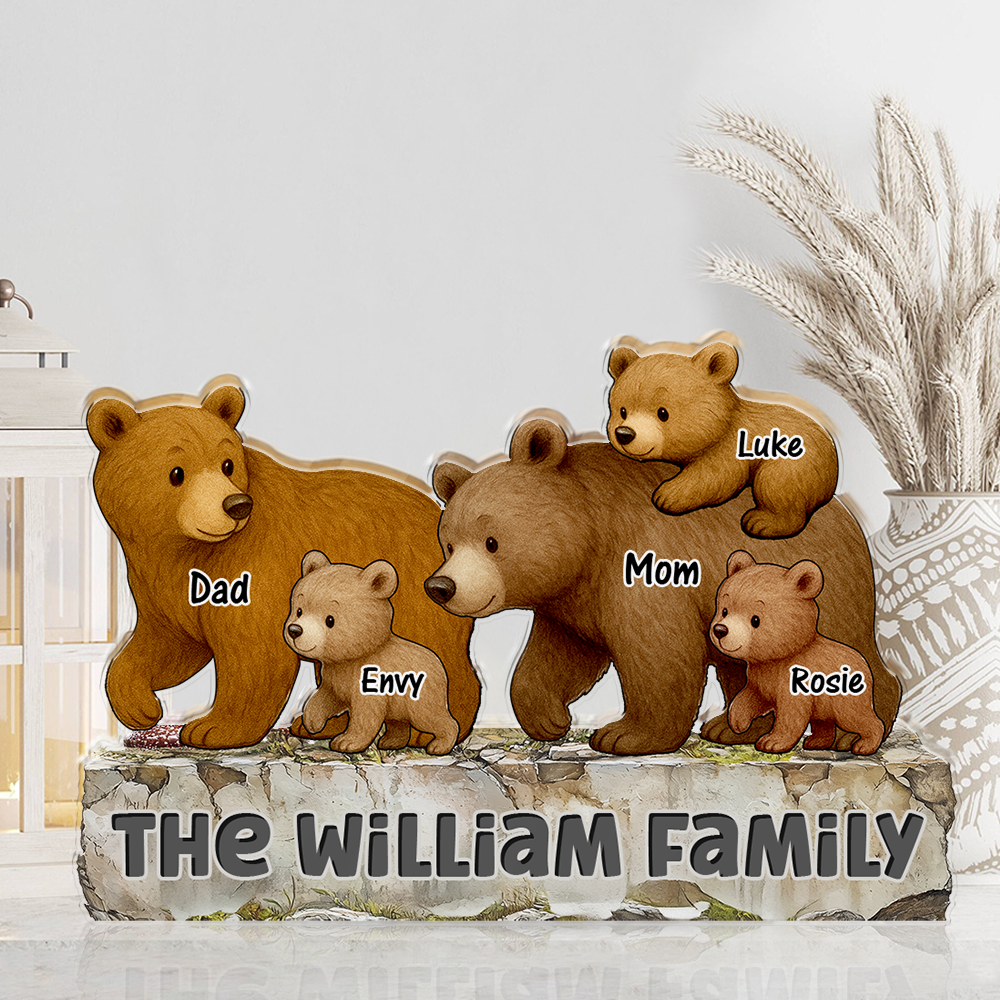 Our Family - Personalized Custom Shaped Acrylic Plaque - Bear Family
