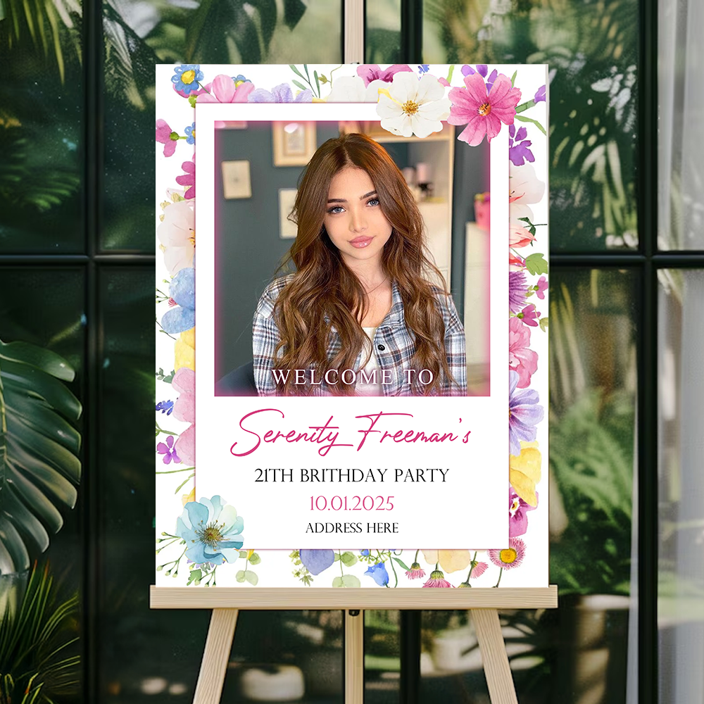 Birthday Party Welcome Sign - Custom Name & Photo Law Sign - Welcome To My Birthday Sign