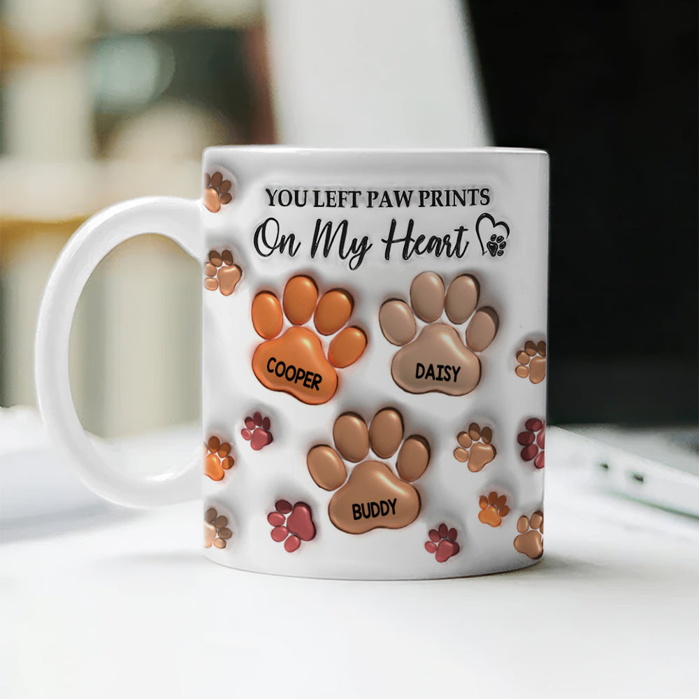 Pawprints On My Heart - Pet Memorial Gift - Personalized Custom Mug