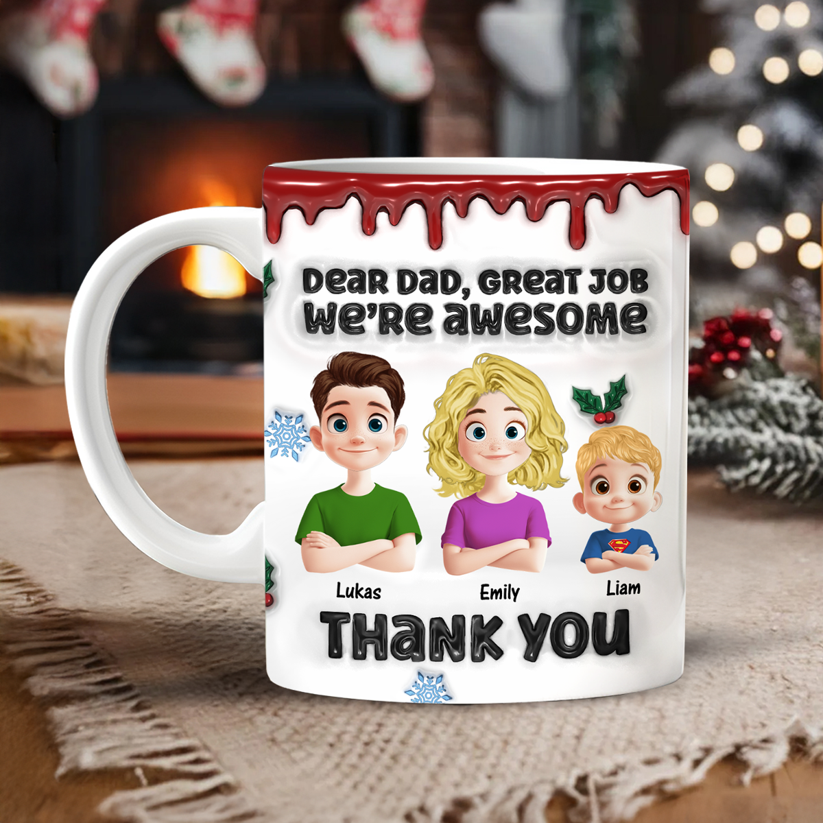 Custom Name Kids Mug - Dad Mom Family Gift - Personalized Custom Mug