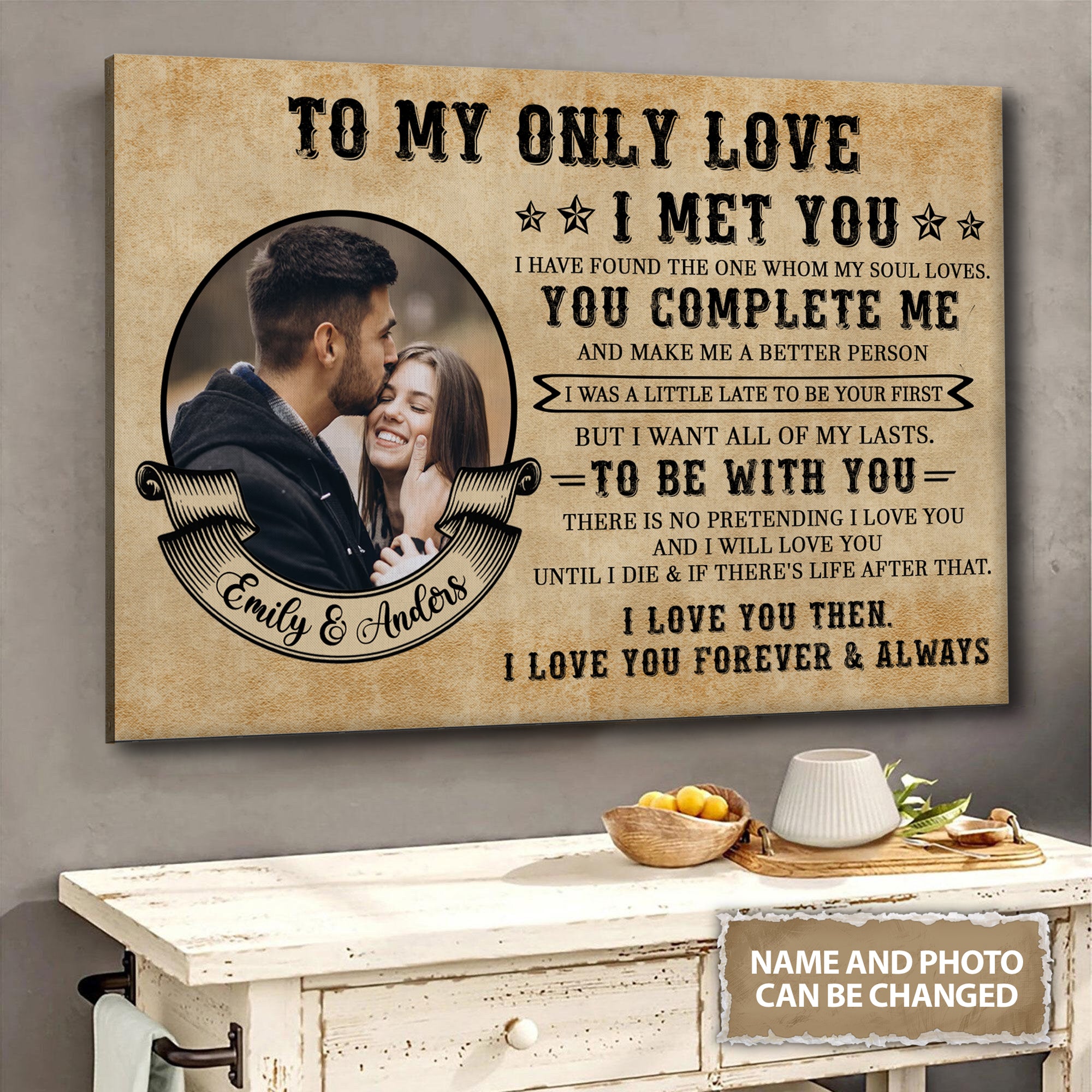 To My Only Love - Custom Couple Name - Canvas Sign - Anniversary Gift