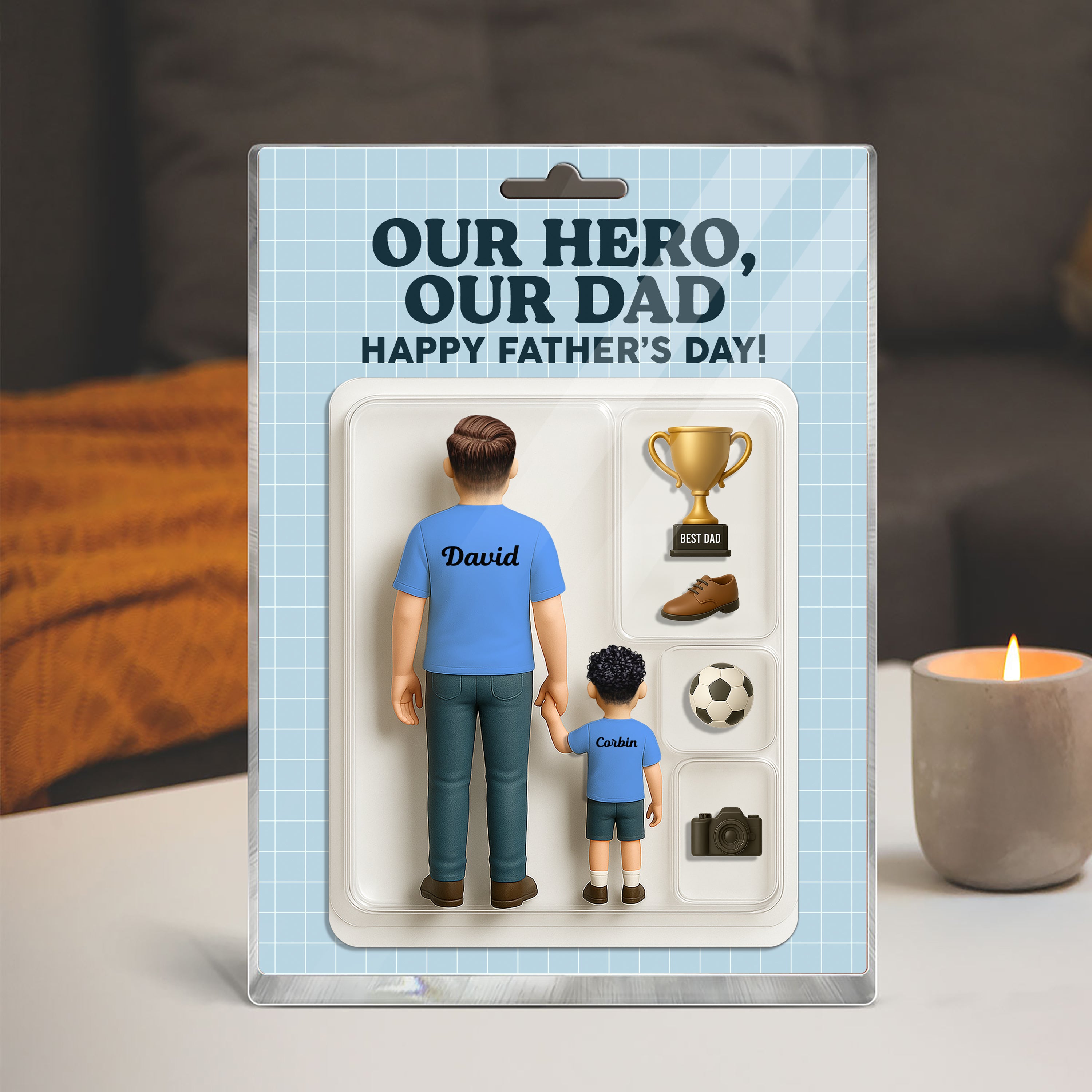 Our Hero Our Dad - Custom Figure Personalized Acrylic Block Plaque