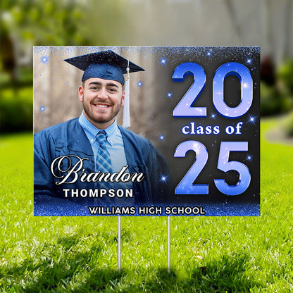 Class Of 2025 Glitter Lawn Sign, Graduation Gift - Personalized Graduation Lawn Sign