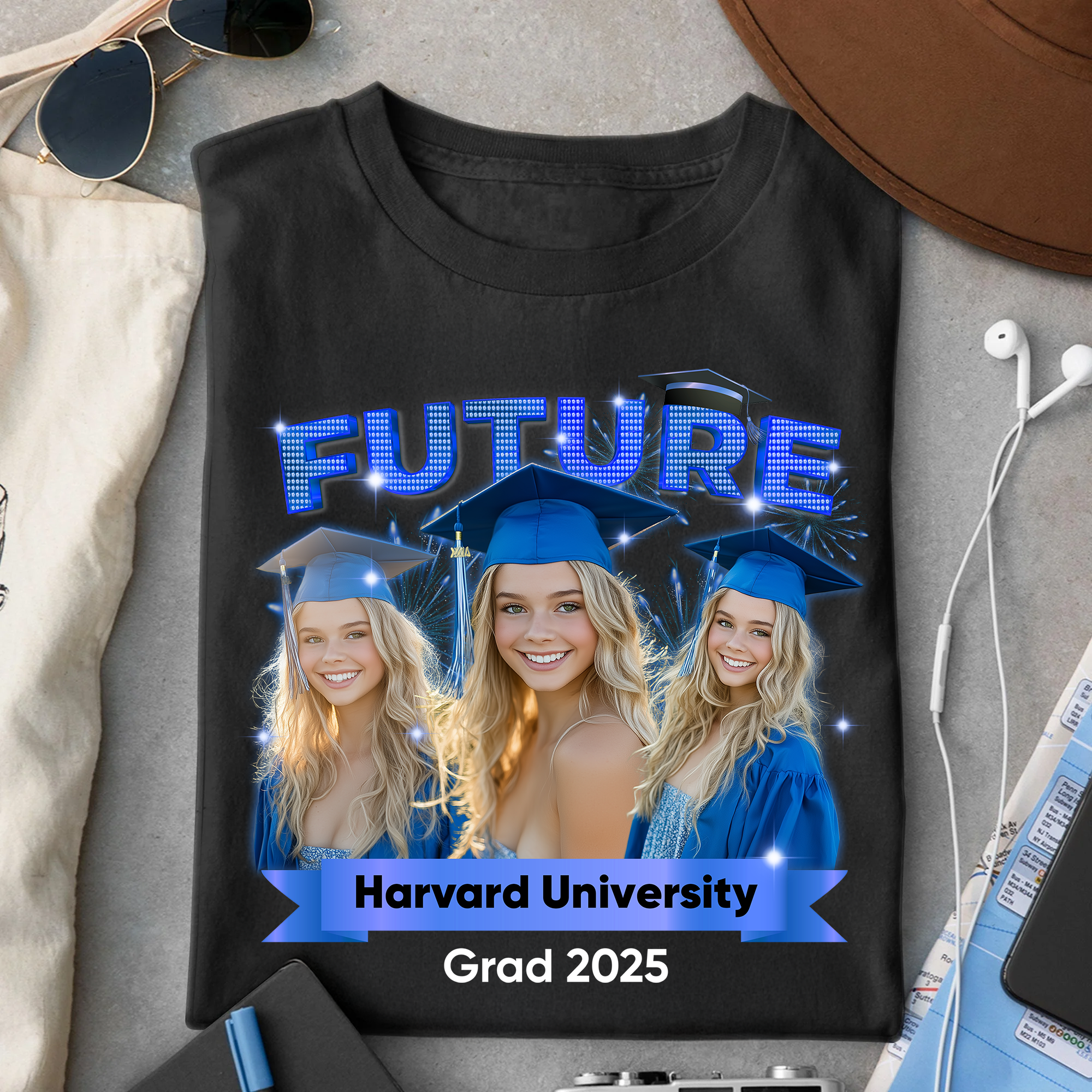 Future GRAD 2025 Personalized Upload Photo Congrats Graduation T-shirt