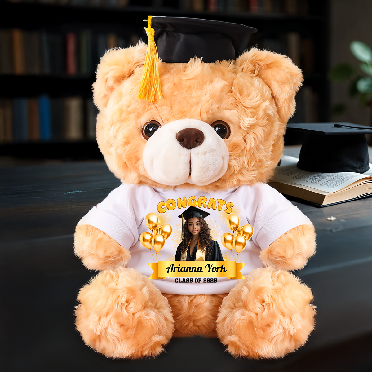 Family Personalized Custom Graduation Teddy Bear Plush - Graduate Bear With Cap