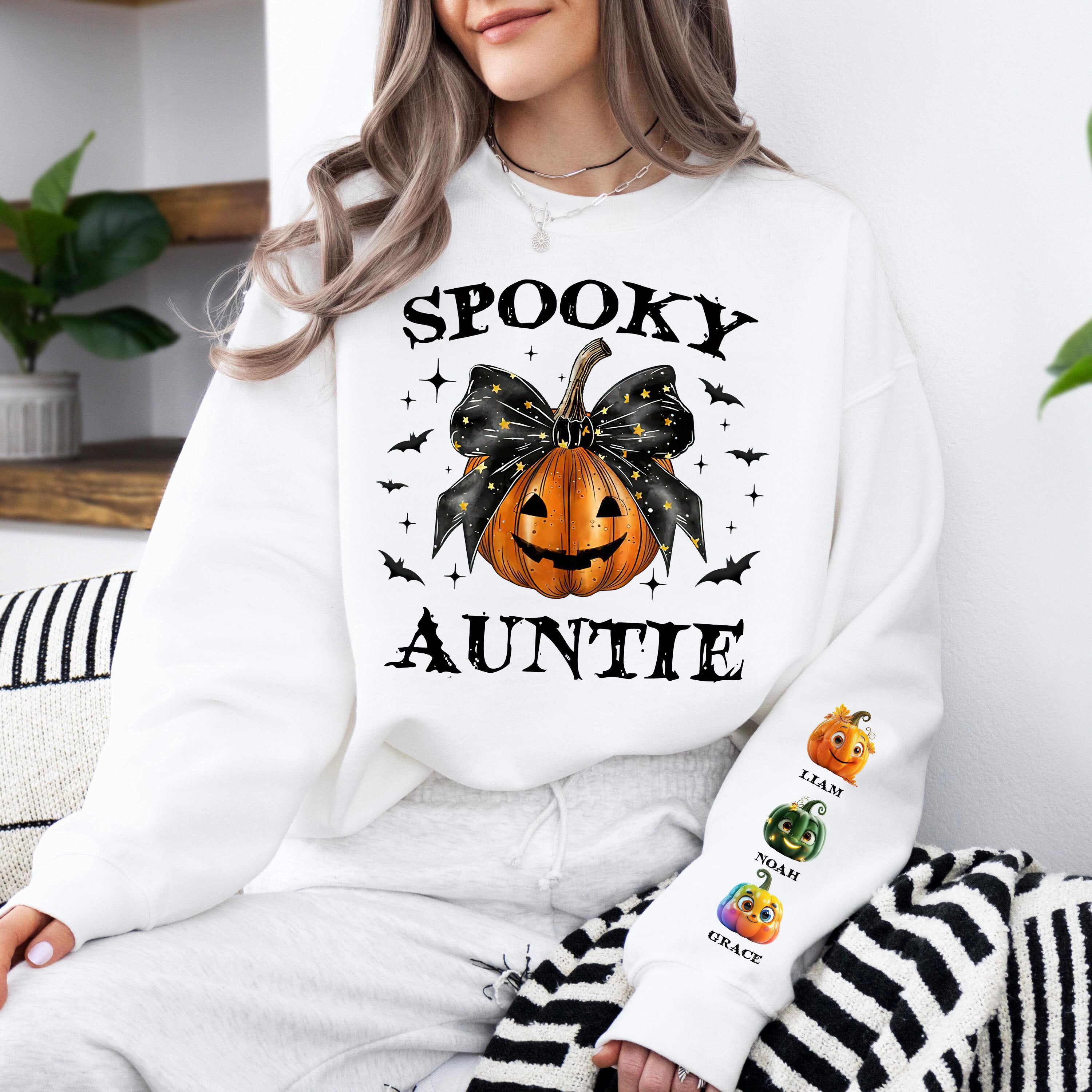 Spooky Grandma Mom Halloween Pumpkin - Custom Name Sweatshirt - Personalized Shirt Custom T-shirt