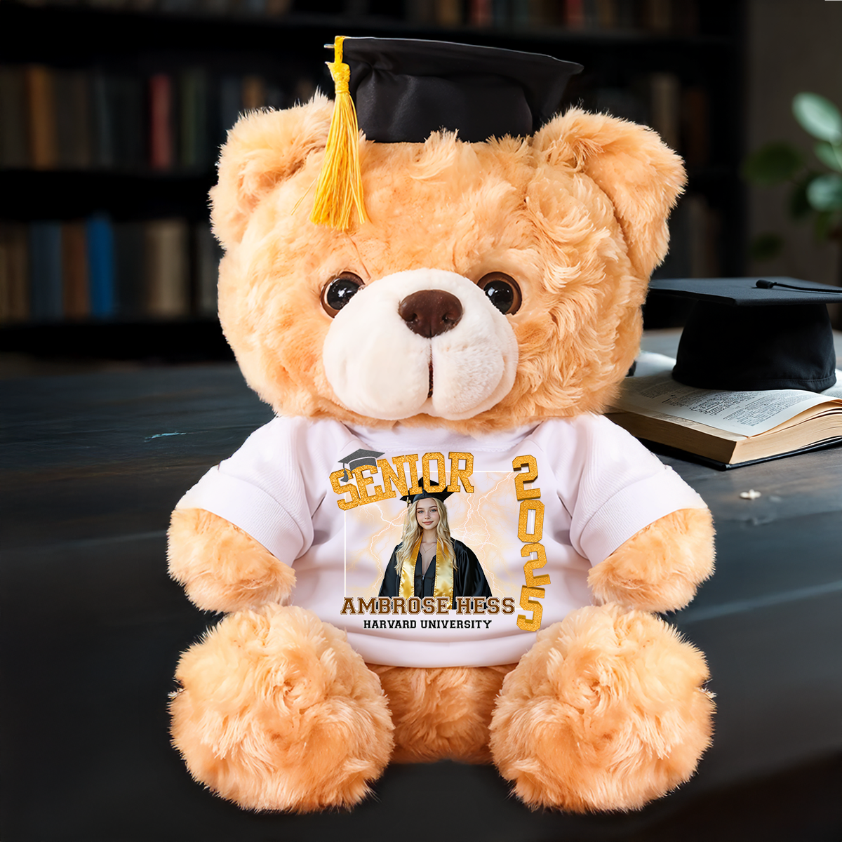 Senior 2025 Personalized Custom Graduation Teddy Bear Plush - Graduate Bear With Cap