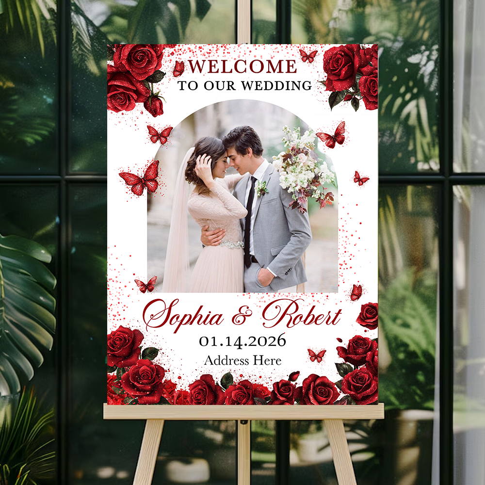 Welcome to Our Wedding Sign - Custom Name and Photo Wedding Law Sign