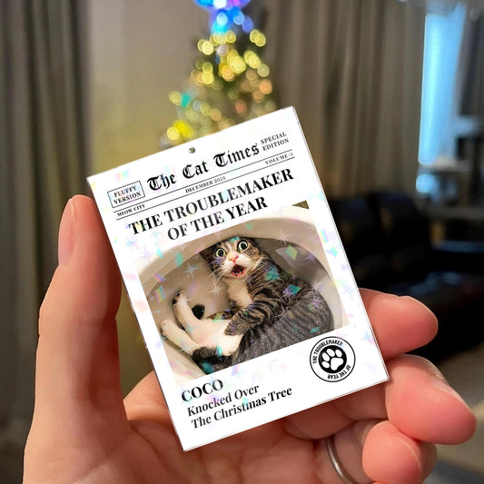The Cat Dog Times - Custom Name and Photo - Custom Shape Hologram Ornament