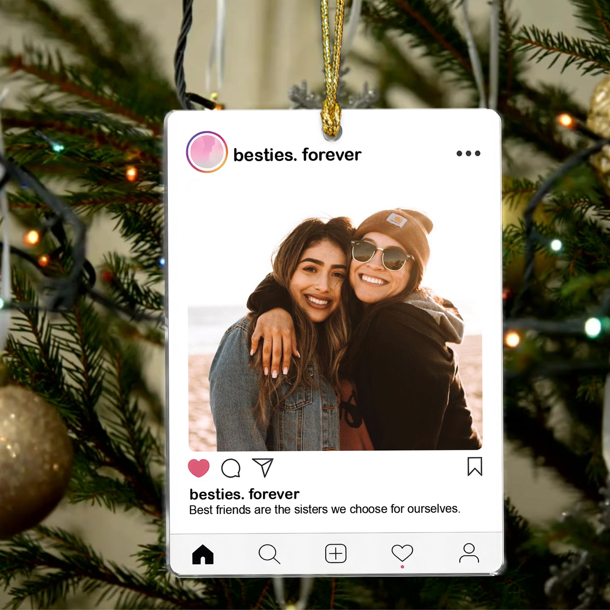 Besties Forever - Custom Name and Photo Hologram Ornament - Home Decoration