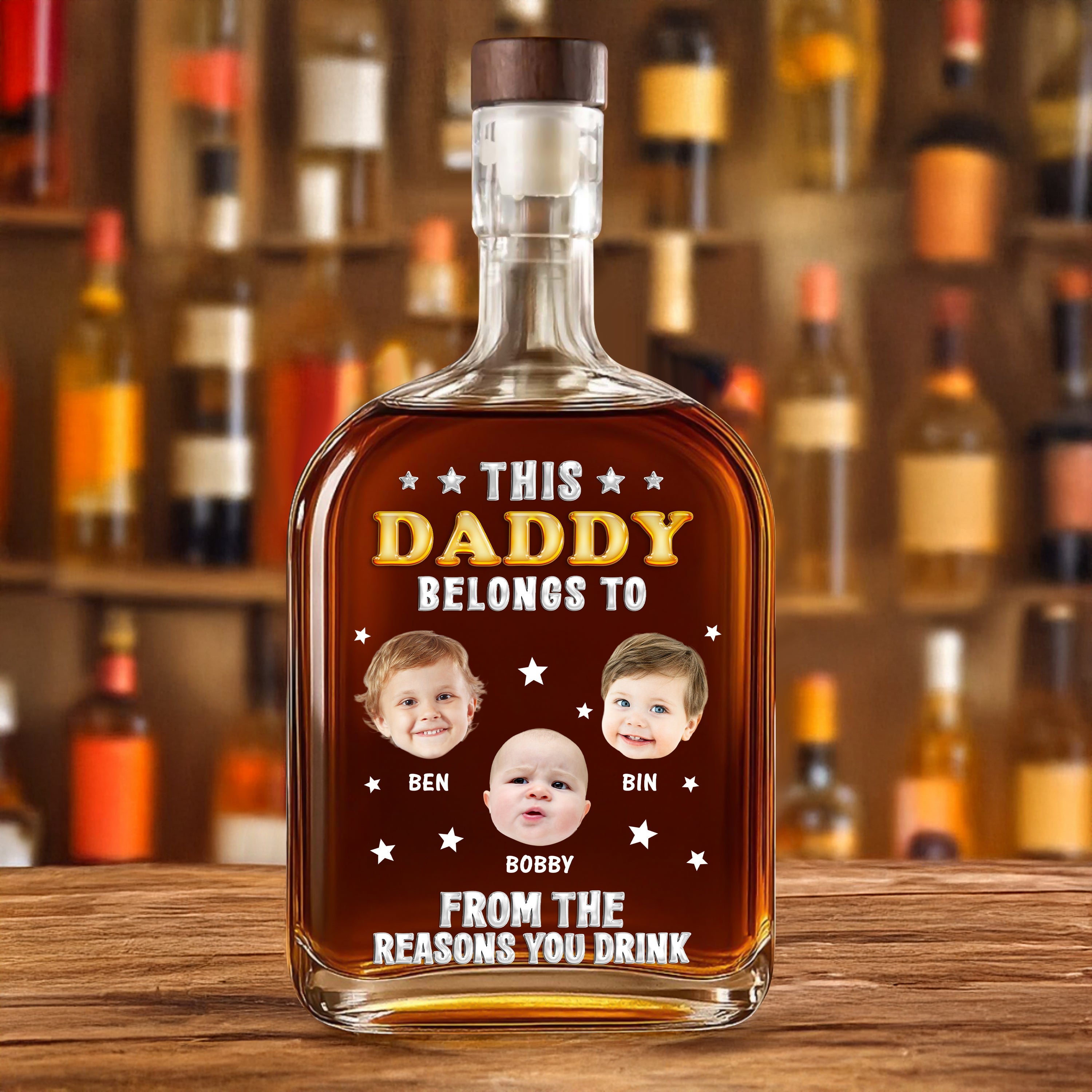 This Daddy Belong to - Custom Name and Face Photo - Personalized Custom Whiskey Bottle