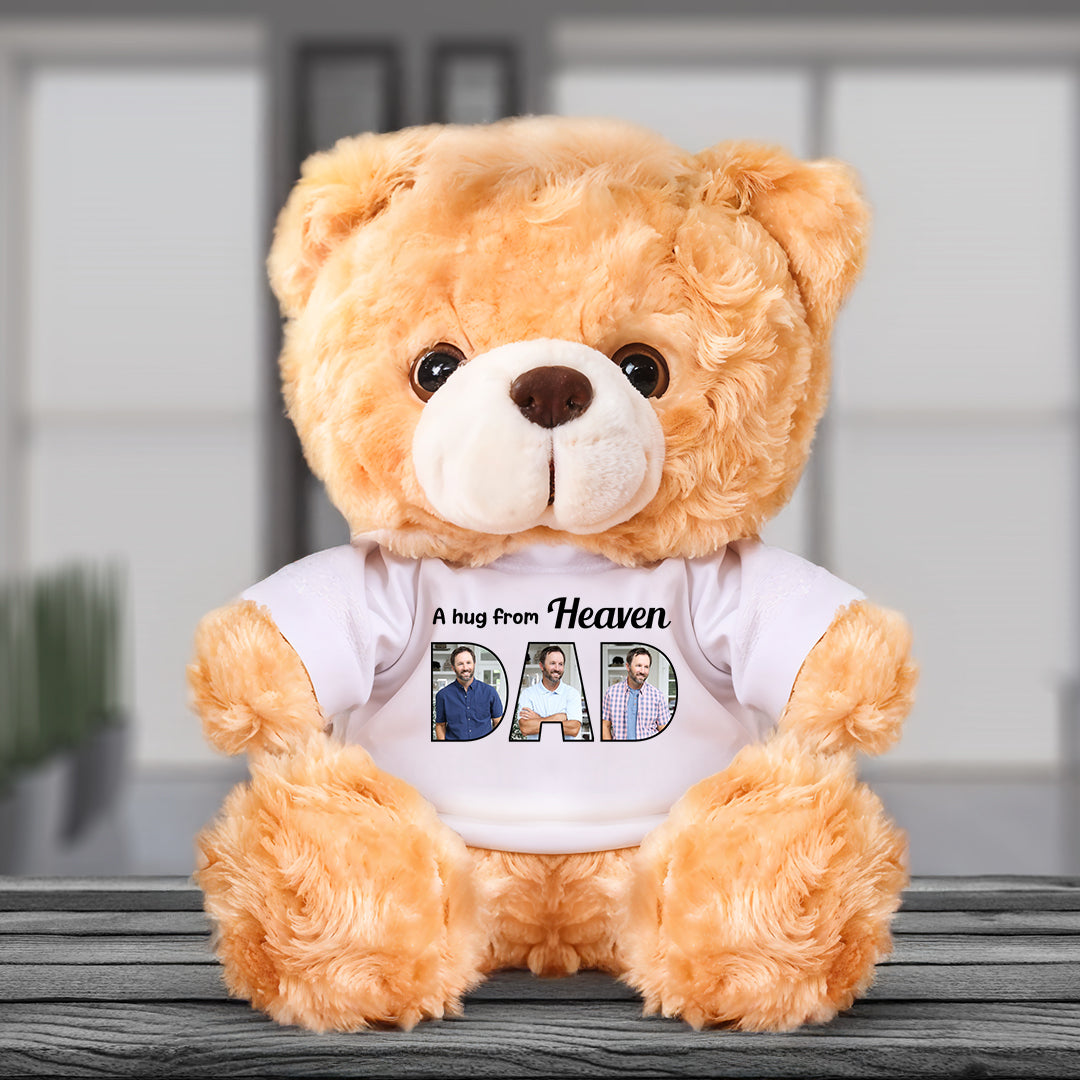 A Hug From Heaven - Personalized Memorial Bear Plush - Custom Name and Photo Teddy Bear
