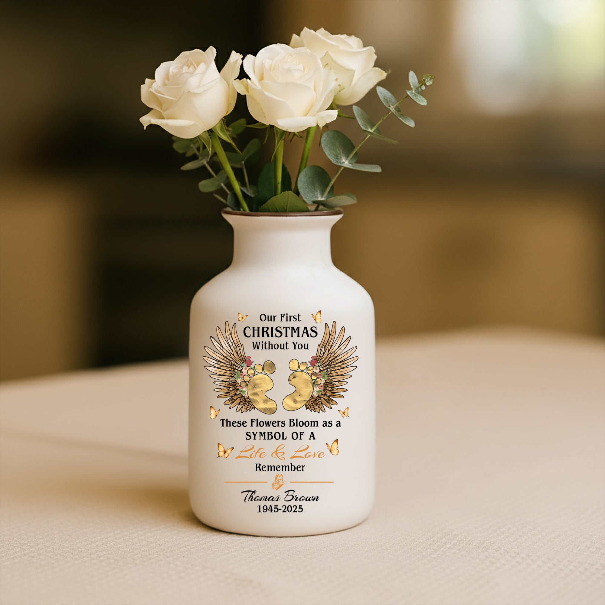 Our First Christmas Without You - Personalized Elegant Ceramic Flower Pot Minimalist - Miscarriage Memorial Gift