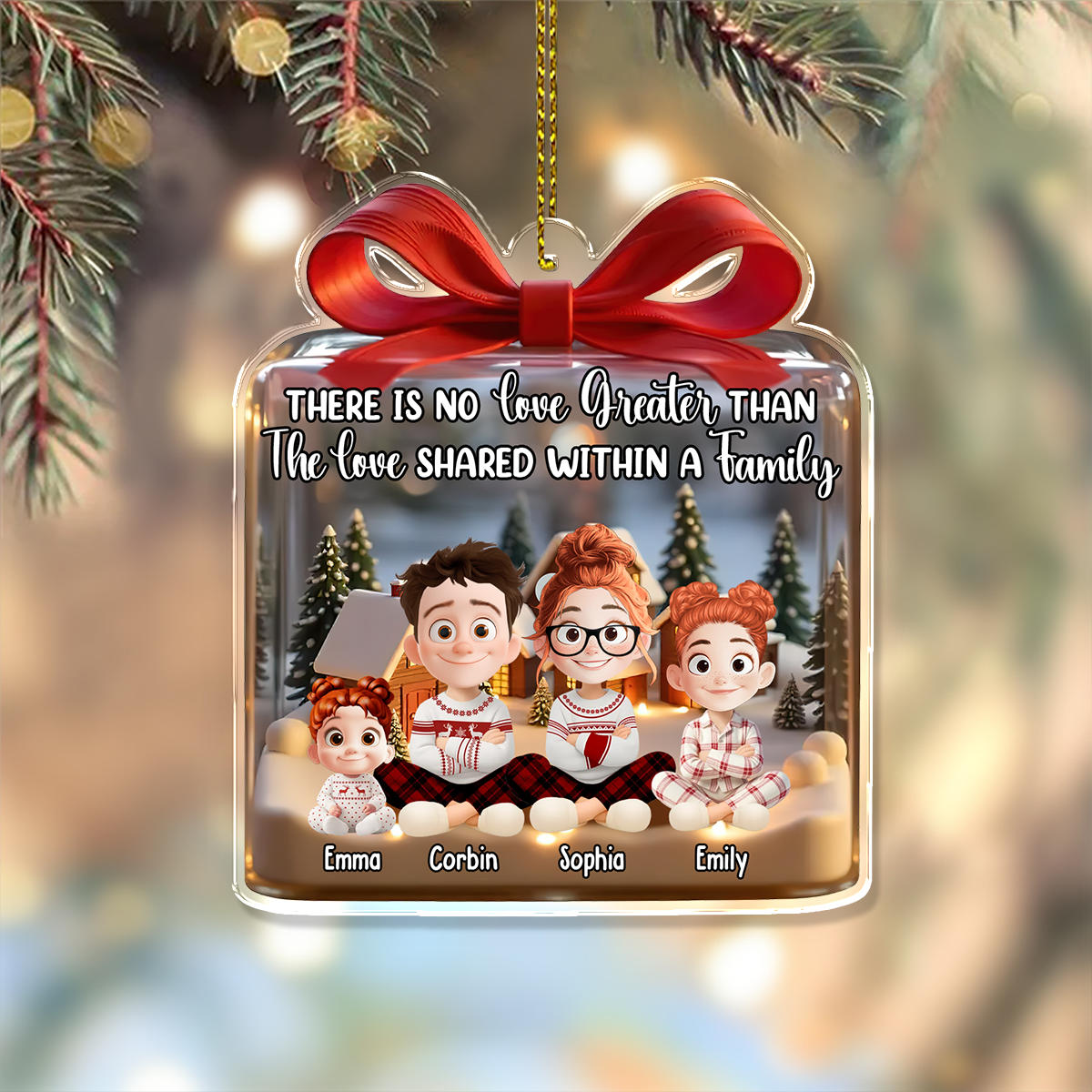 Family Love - Custom Name and Appearance Hologram Ornament - Family Decoration