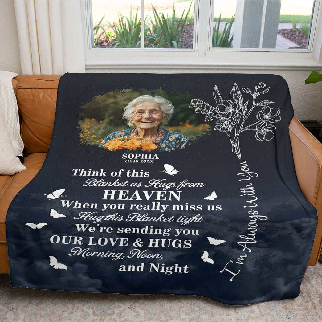 Love and Hug From Heaven - Custom Name and Photo Memorial Blanket - Memorial Gift