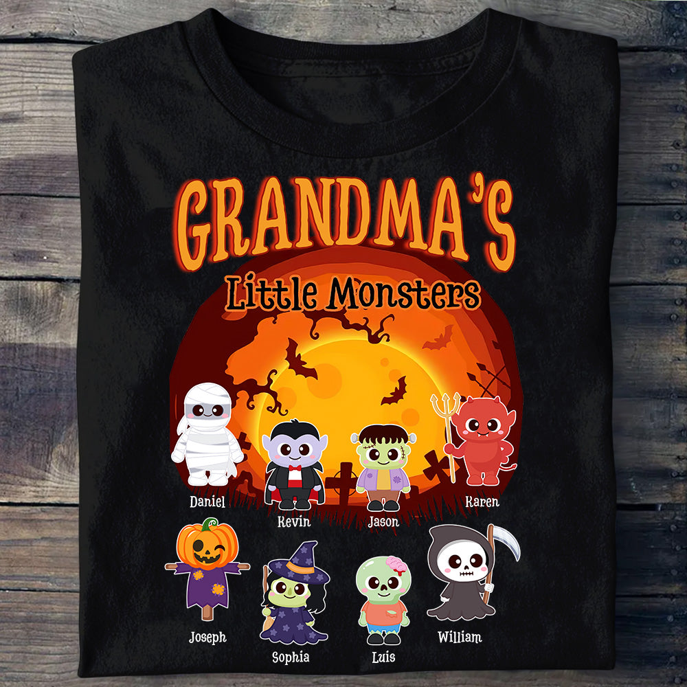 Grandma's Little Monsters - Custom Name Shirt - Personalized Halloween T-shirt - Halloween Shirt for Grandma