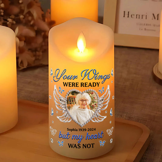 Custom Name and Photo Memorial Gift - Personalizes Memorial Photo LED Candle - Memorial Gift