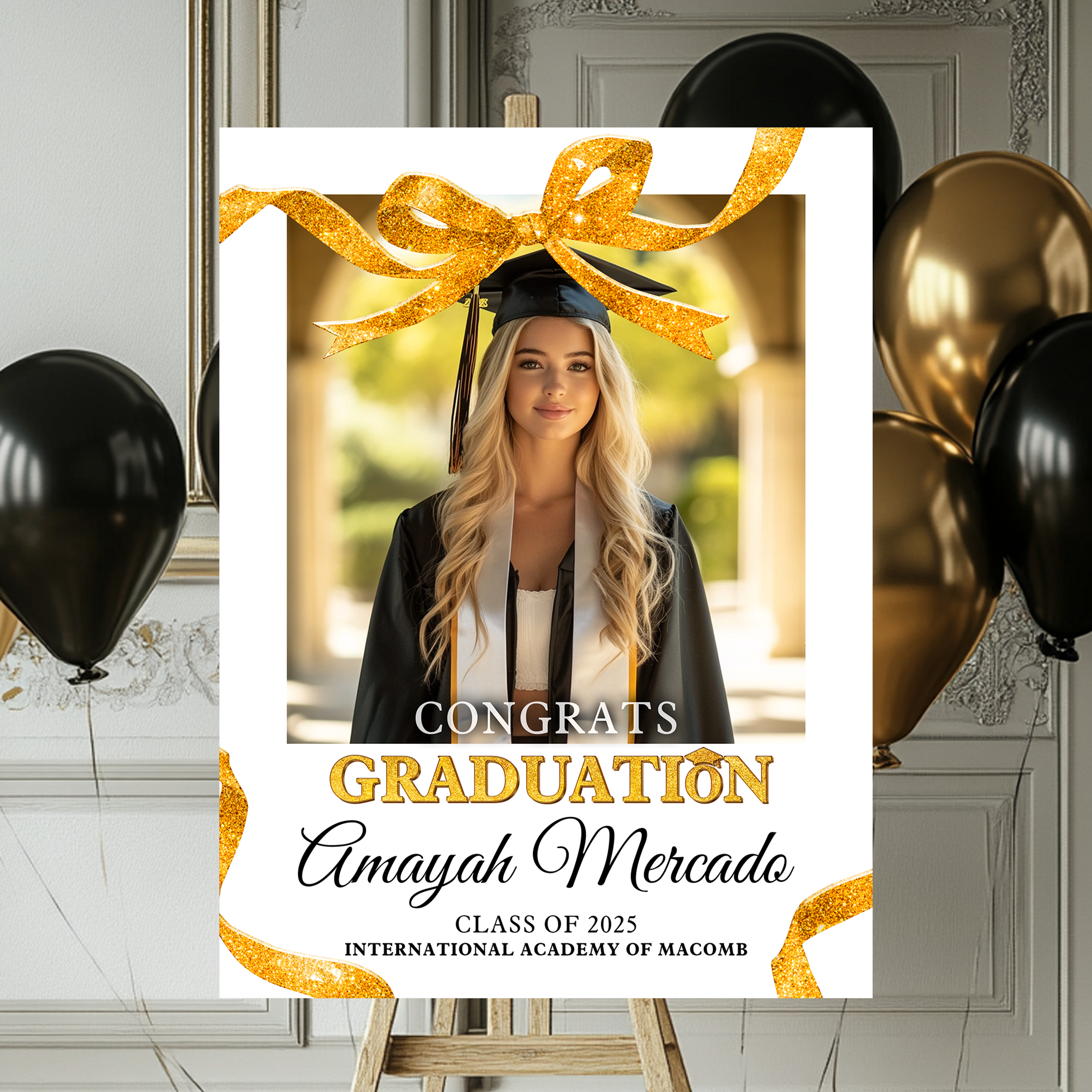 Bow Graduation Party Announcement Welcome Sign Class of 2025 Welcome Sign Personalized Graduation Welcome Sign