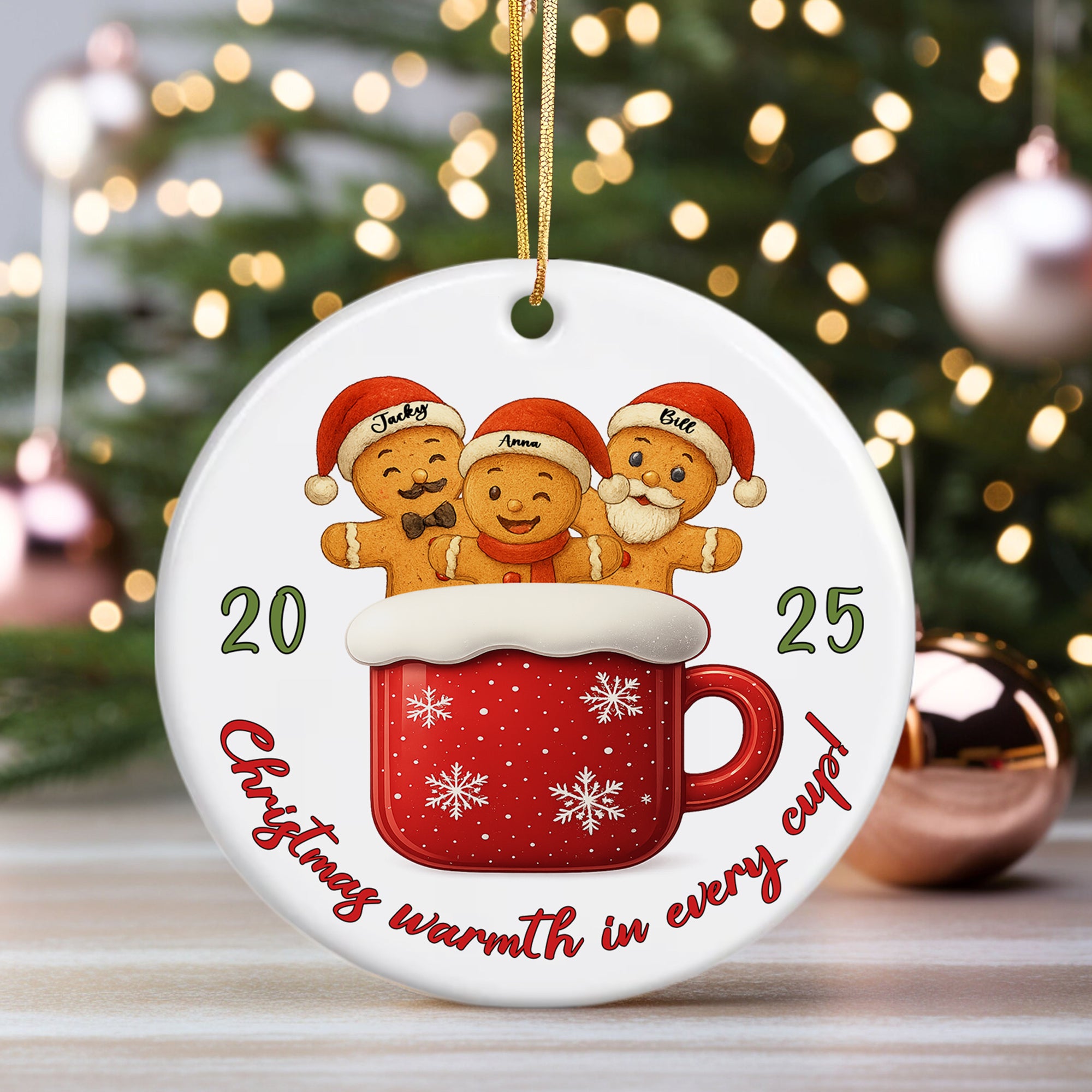 Christmas Warm - Custom Name Ceramic Ornament - Home Decor