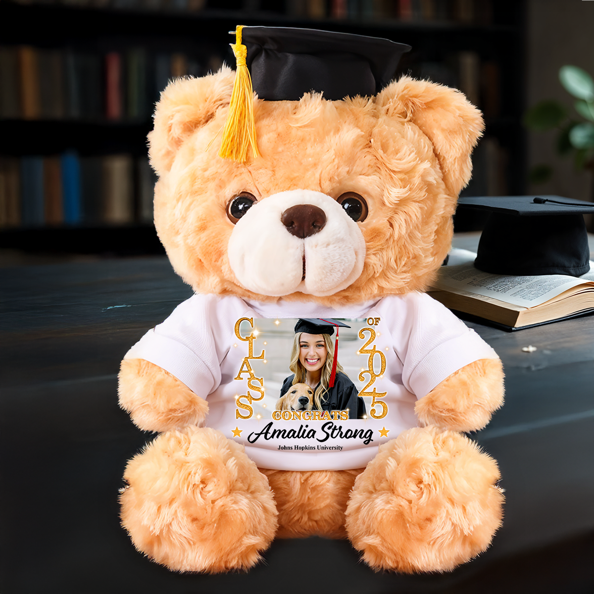 Class Of 2025 Personalized Custom Graduation Teddy Bear Plush - Graduate Bear With Cap