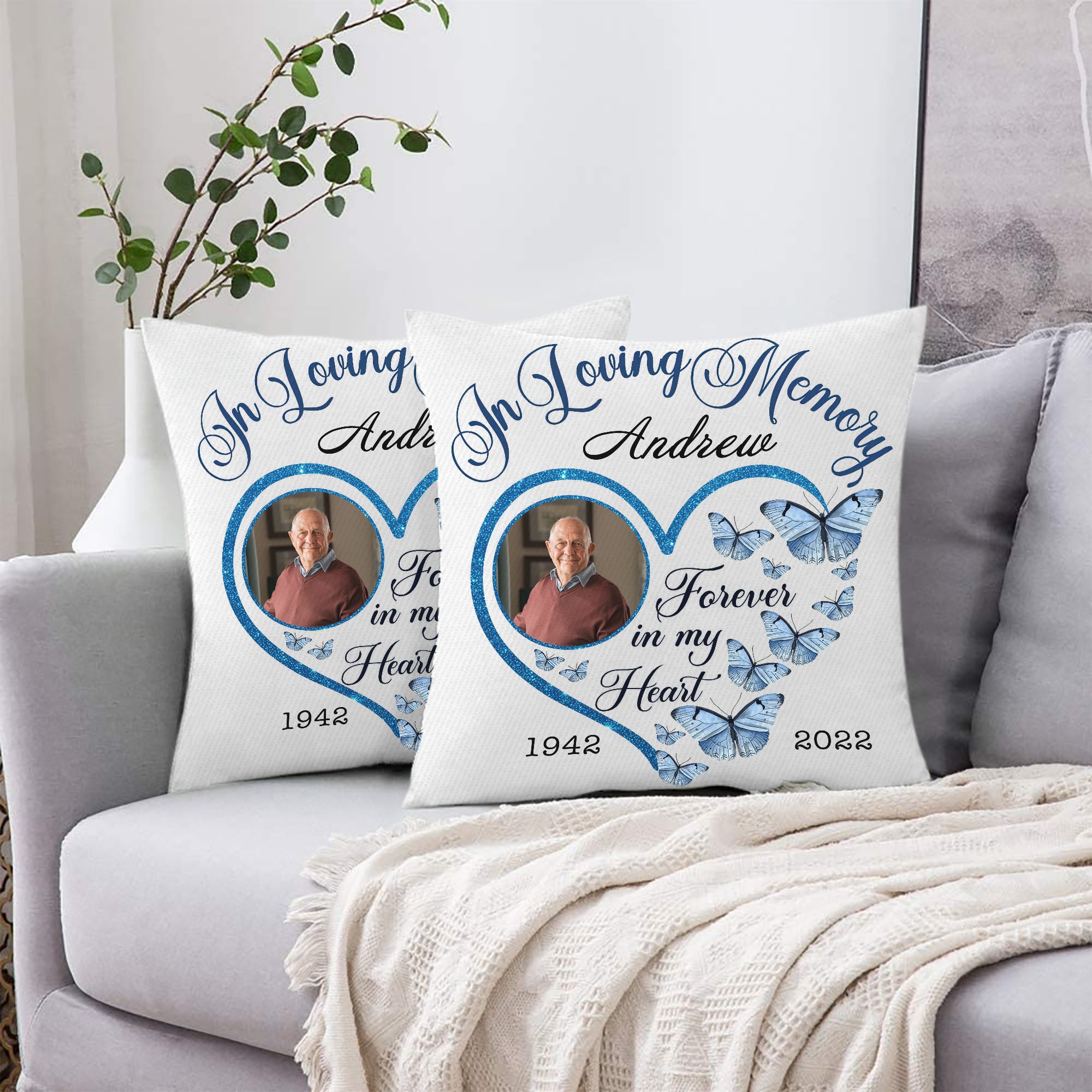 Custom Name and Photo - In Loving Memory - Personalized Pillow - Sympathy Gift