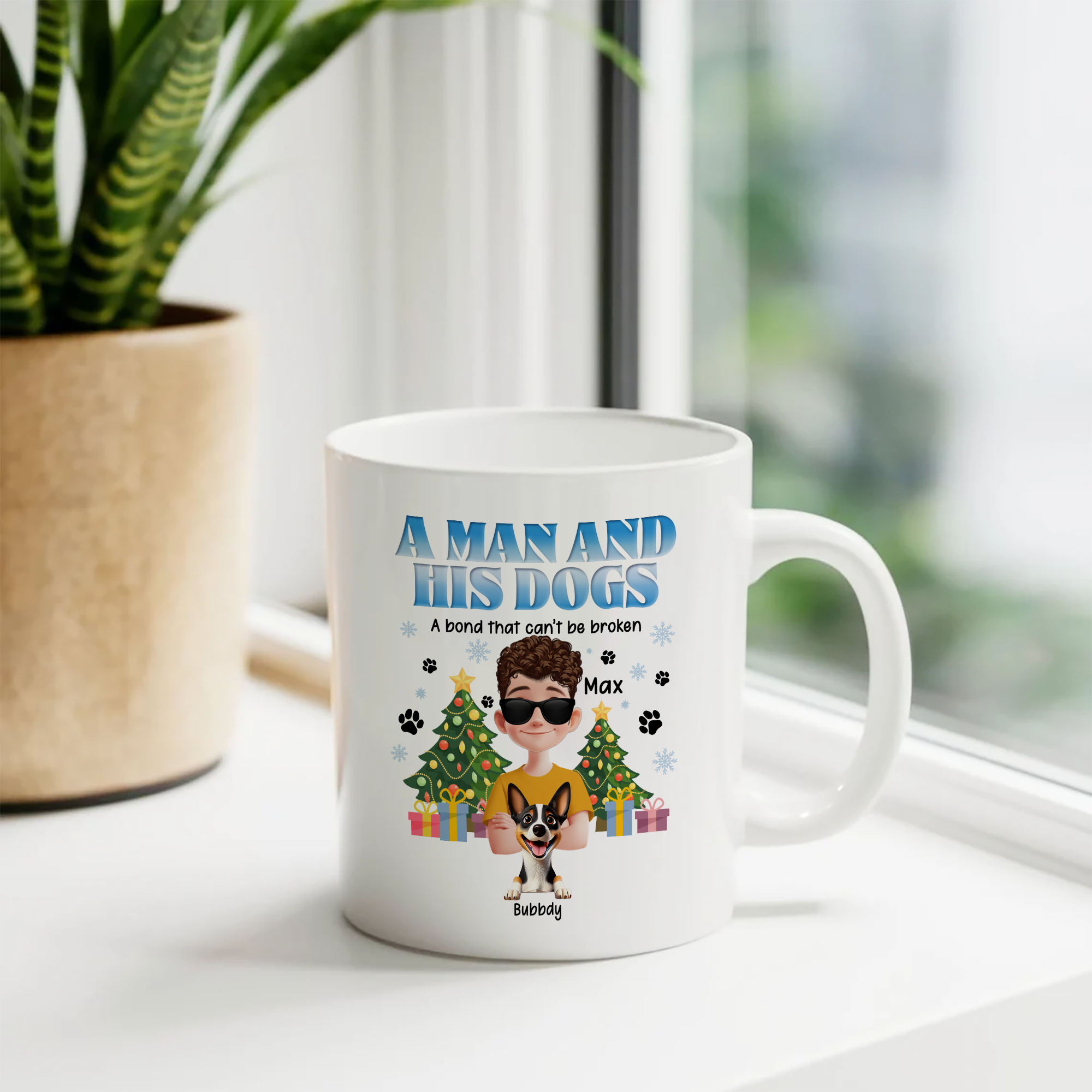 A Man And His Dogs - Personalized Custom 12oz Enamel Mug - Gift for Dog Lover