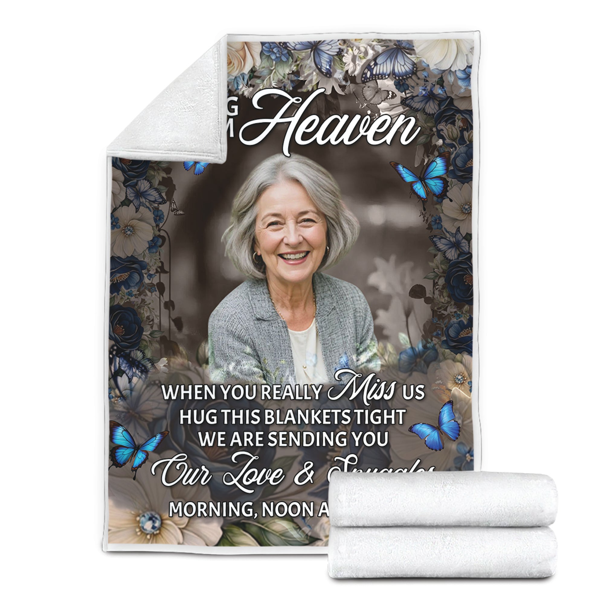A Hug From Heaven - Custom Photo Memorial Blanket - Christmas Gift