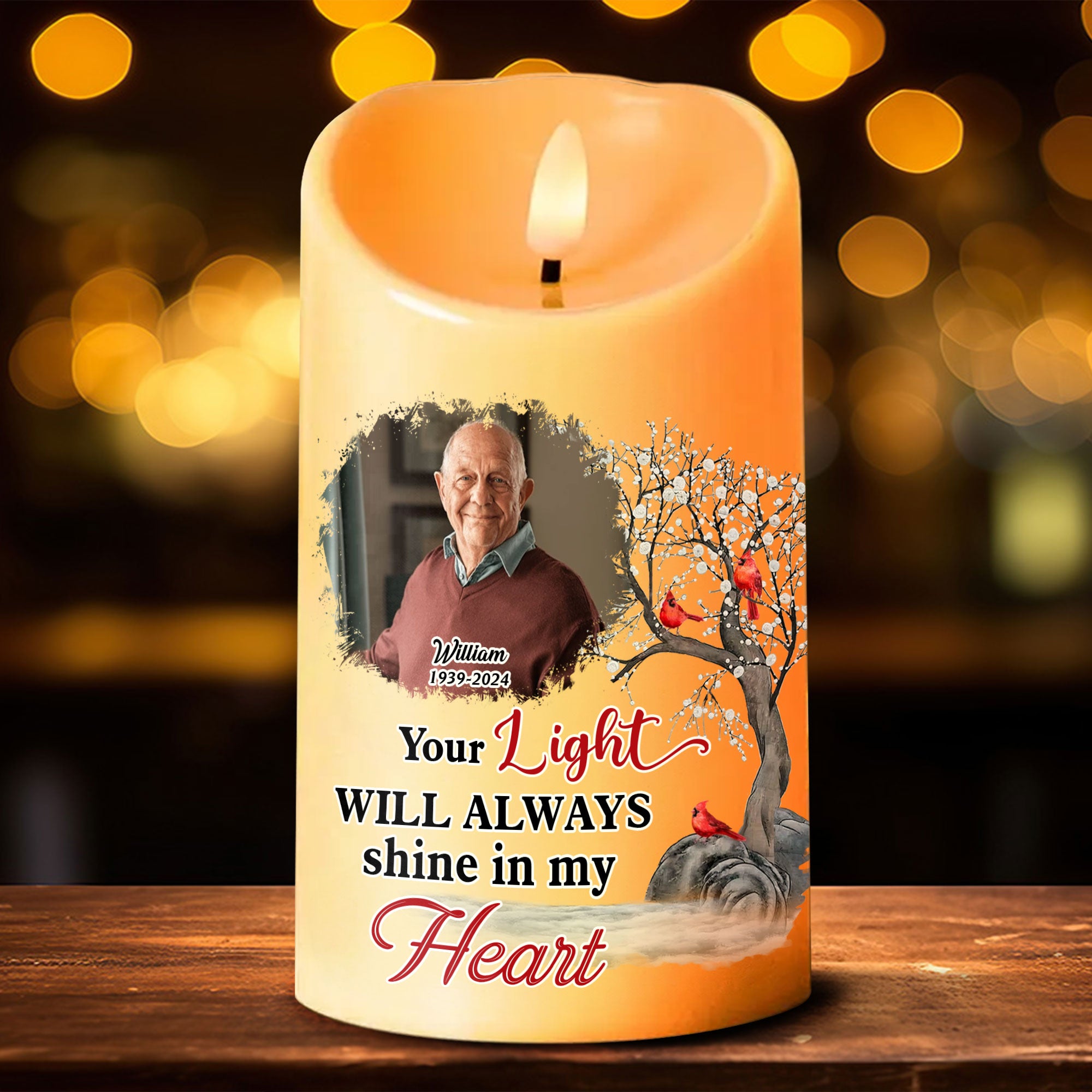 Your light will always shine - Personalizes Photo LED Candle