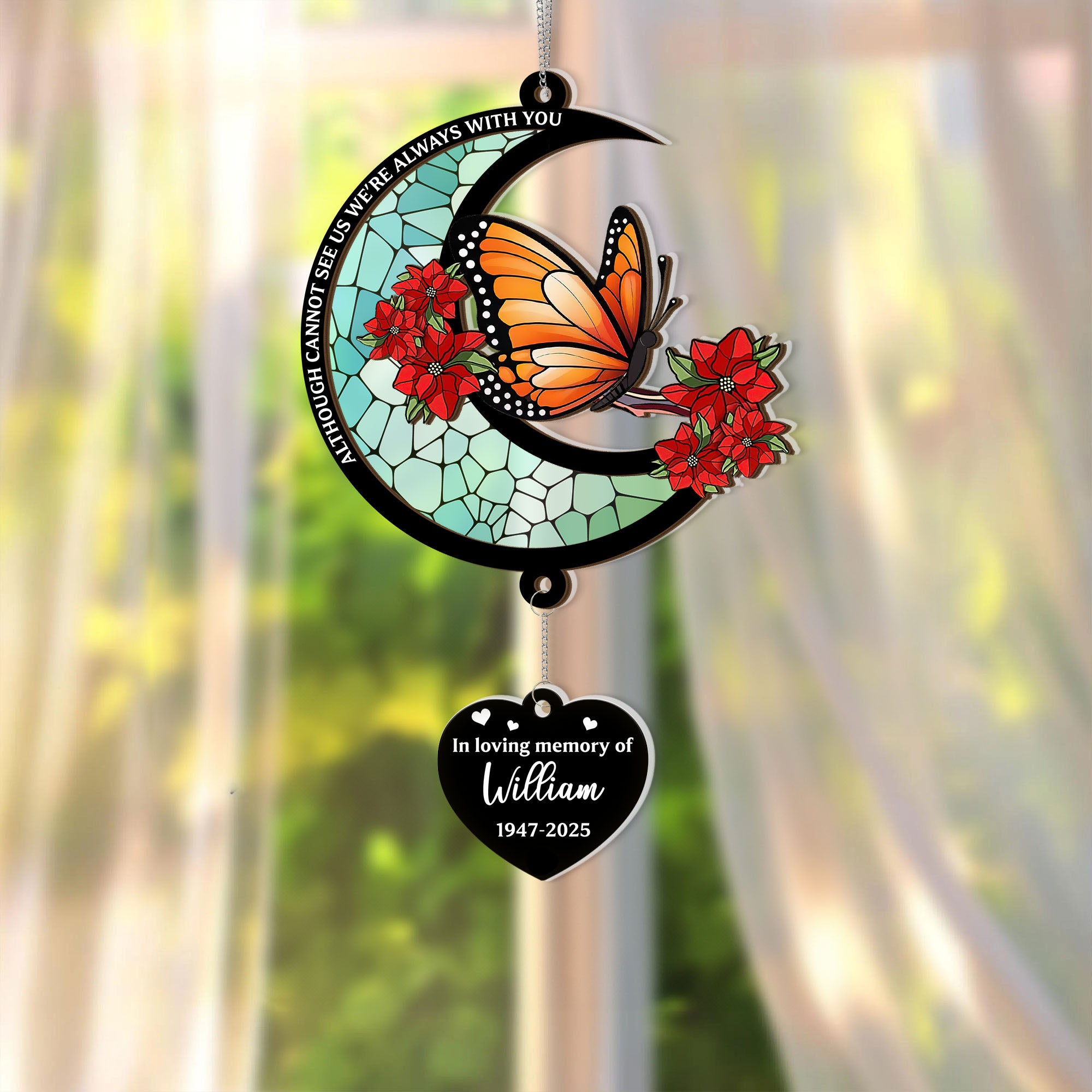 Always With You - 2 Layered Suncatcher with Charm