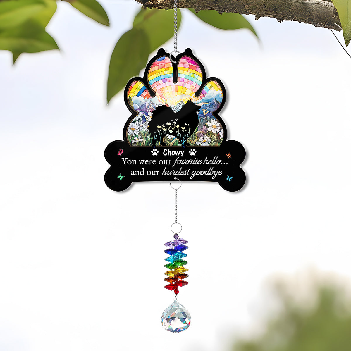 Hardest Goodbye - Pet Memorial Gift - Ornament Hanging Piece With Crystal Charm
