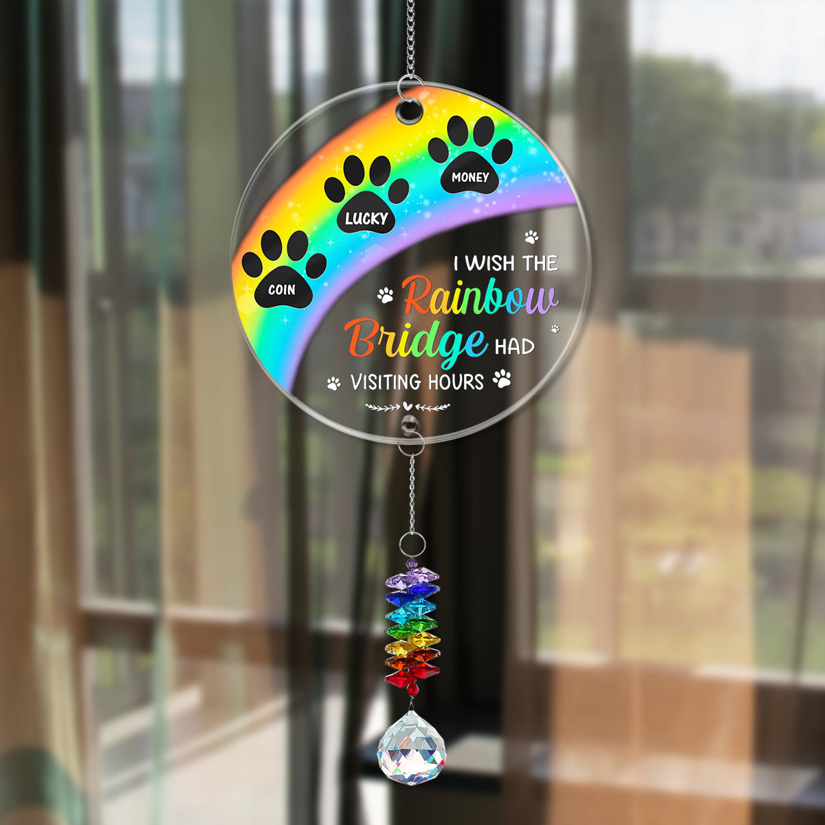 Rainbow Bridge - Ornament Hanging Piece With Crystal Charm - Memorial Gift