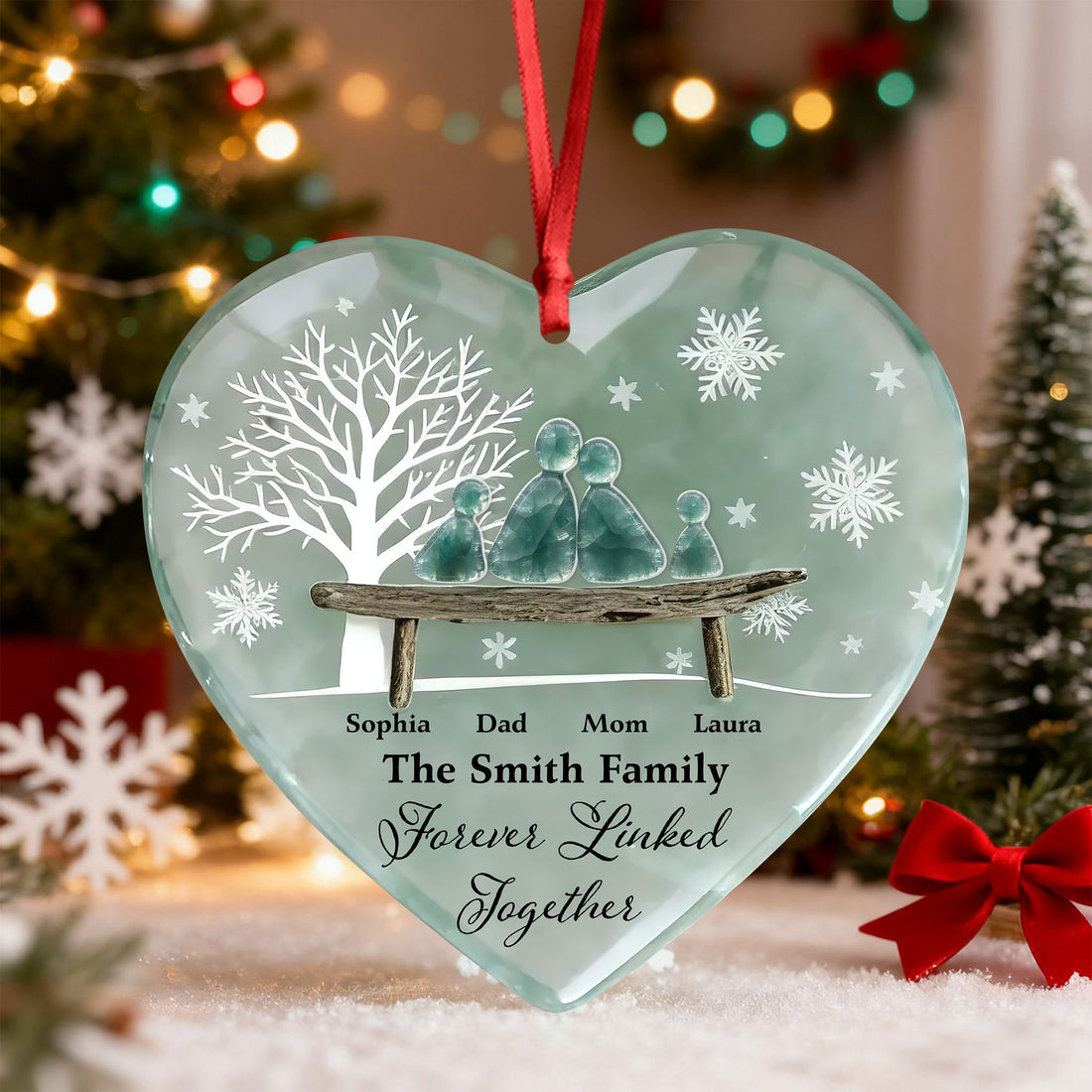 Forever Linked Together - Custom Name Family Gift - Custom Shape Hologram Ornament