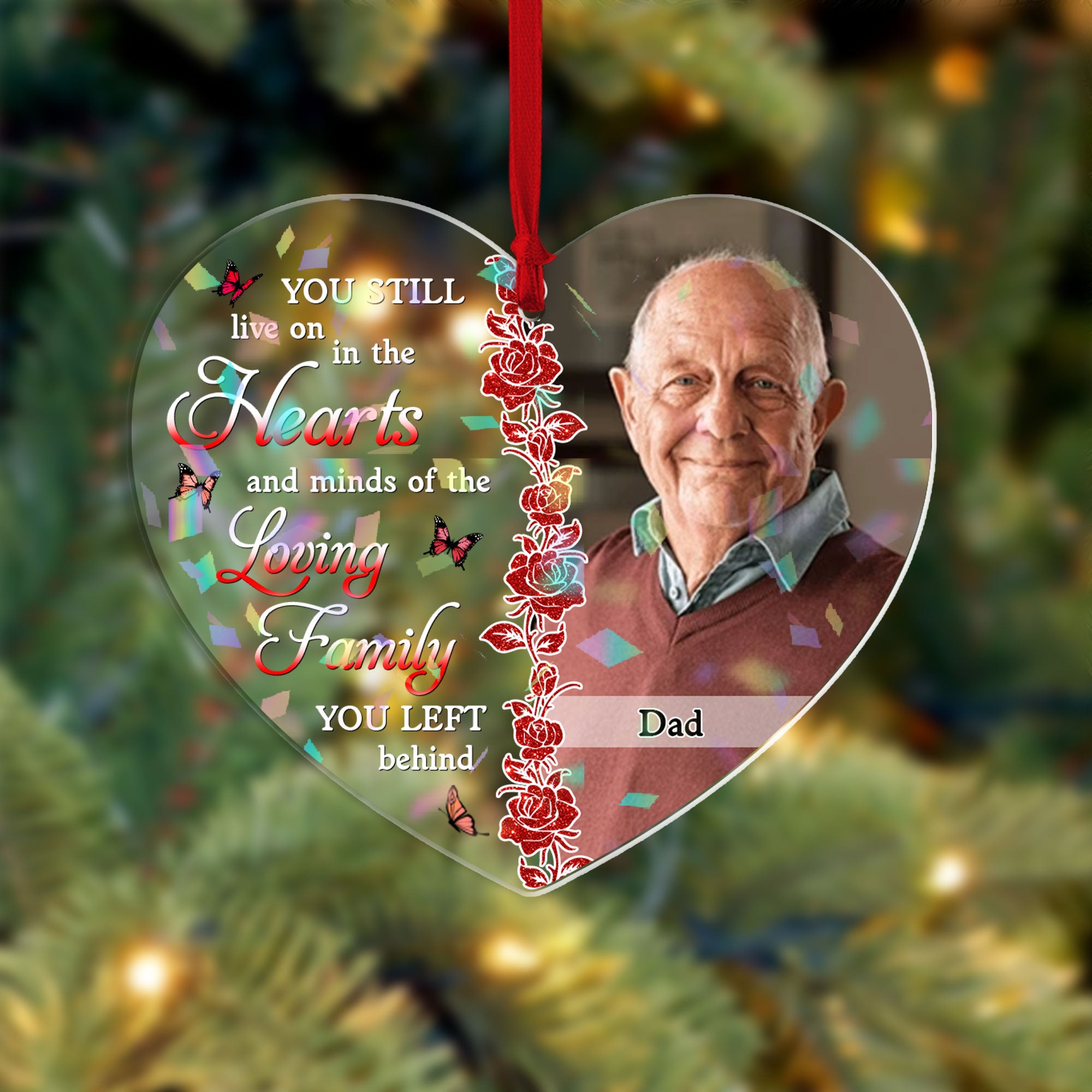 Personalized Memorial Christmas Ornament - Custom Shape Hologram Ornament